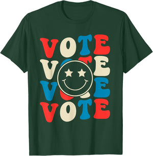 Vote Election 2025 Cute Retro Groovy American Voter Girls T-Shirt - T-Shirt | Forest
