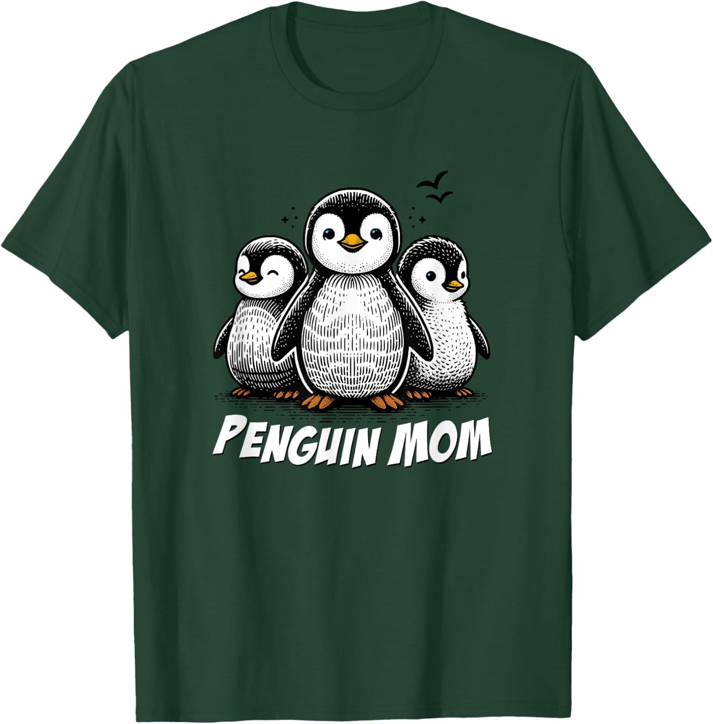 Cute Penguin Art, Penguin Lovers Mom Graphic T-Shirt - T-Shirt | Forest