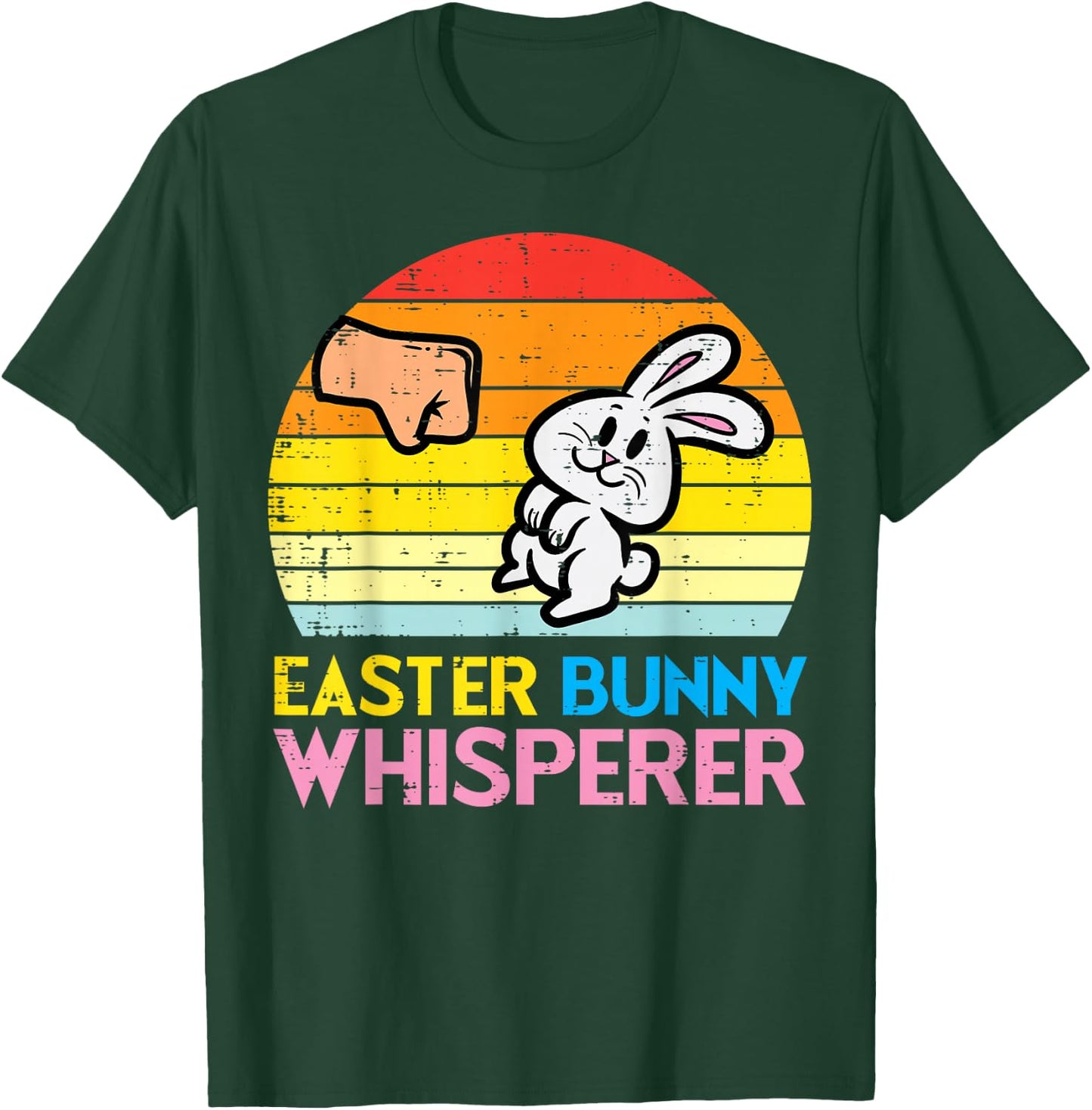 Easter Bunny Whisperer Fist Bump Retro Rabbit Men Women Kids T-Shirt - T-Shirt | Forest