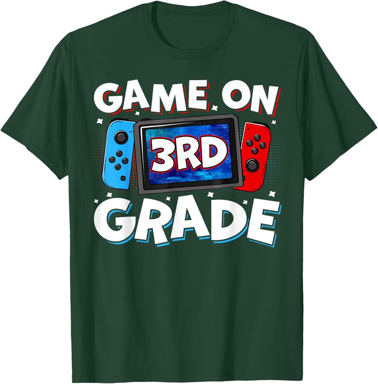 Game On 3rd Grade Video Gamer Third Grade Level Kids Boys T-Shirt - T-Shirt | Forest