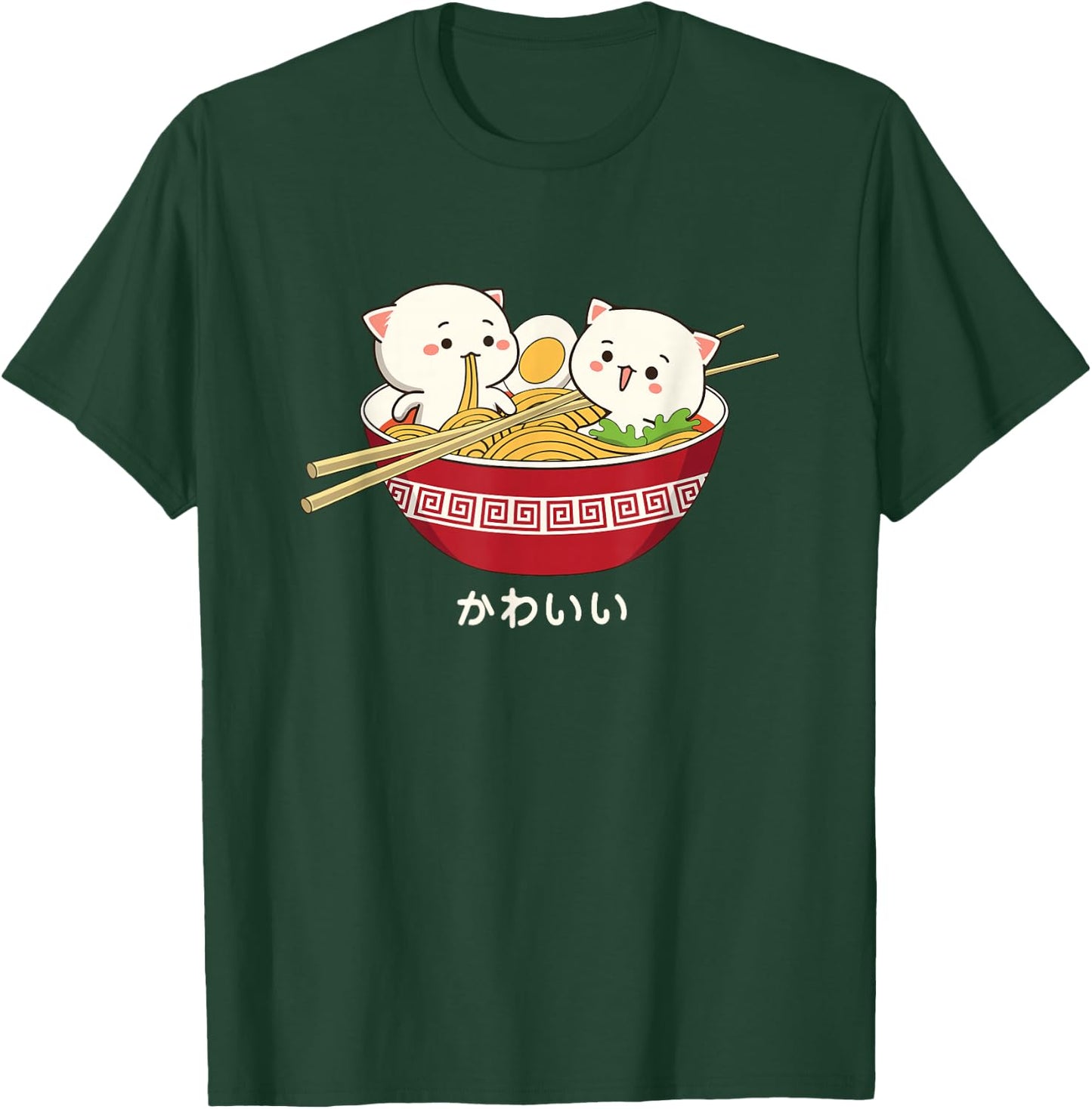 Kawaii Cat Japanese Tokyo Anime Cat Ramen T-Shirt - T-Shirt | Forest