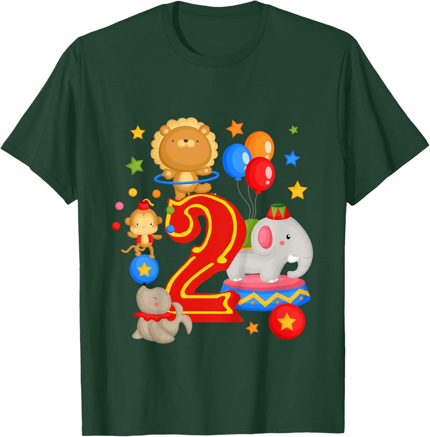 Circus Birthday 2nd Birthday Carnival 2 Years Old T-Shirt - T-Shirt | Forest