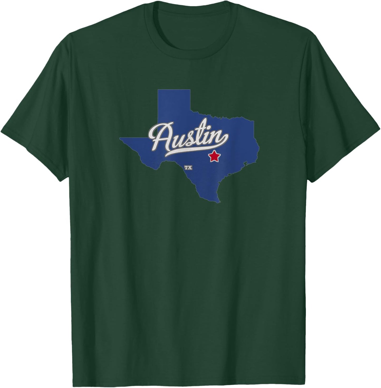 Austin Texas TX Map T-Shirt - T-Shirt | Forest