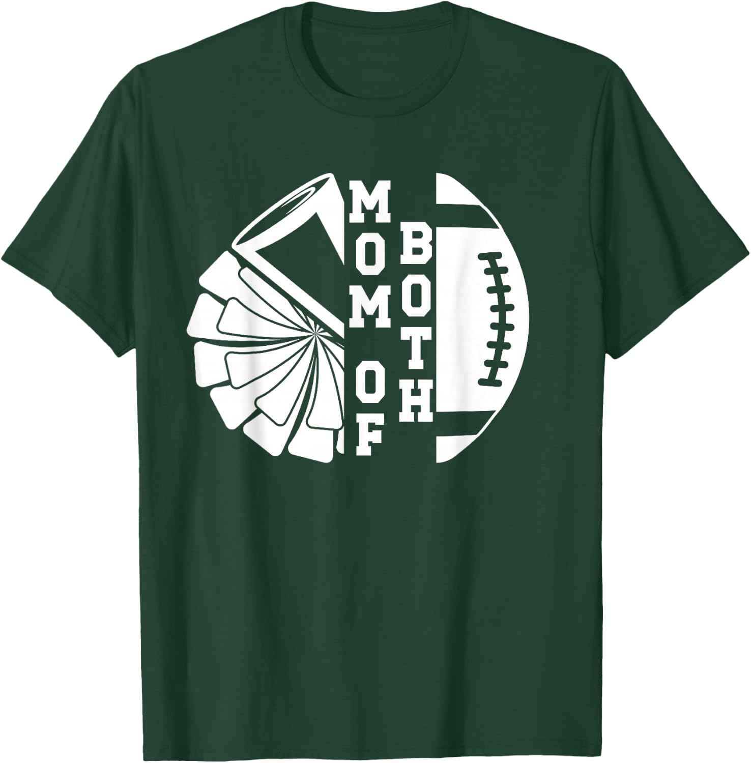 Mom of Both Proud Football and Cheer Mom T-Shirt - T-Shirt | Forest
