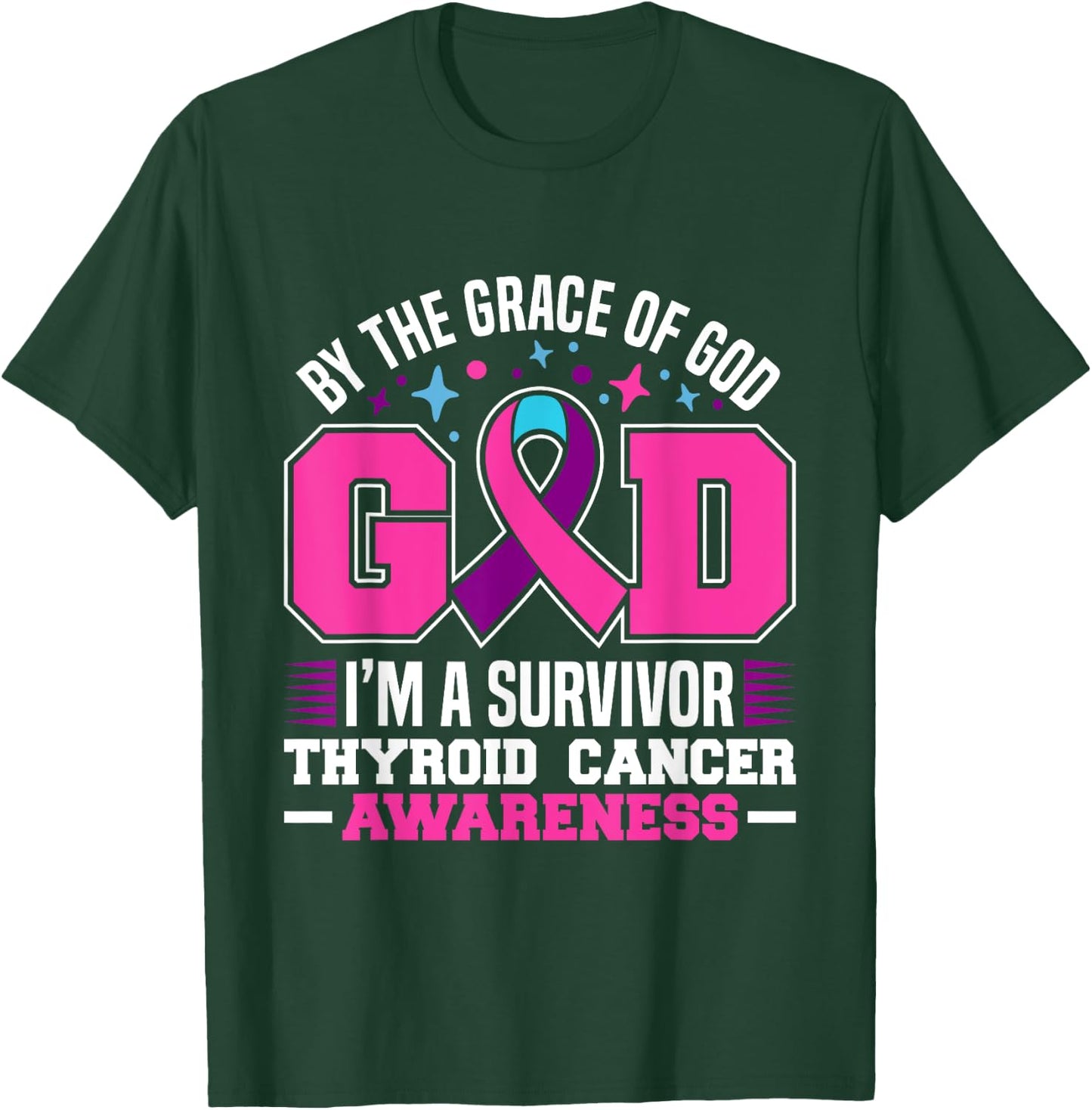 By The Grace God I'm A Survivor Thyroid Cancer Survivor T-Shirt - T-Shirt | Forest