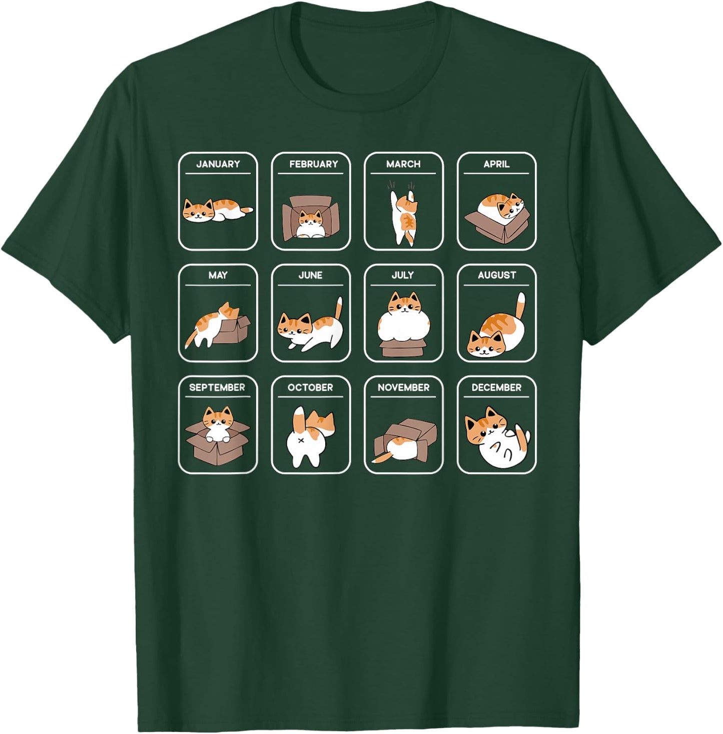 Cat Calendar Men Women & Kids Funny Cat T-Shirt - T-Shirt | Forest