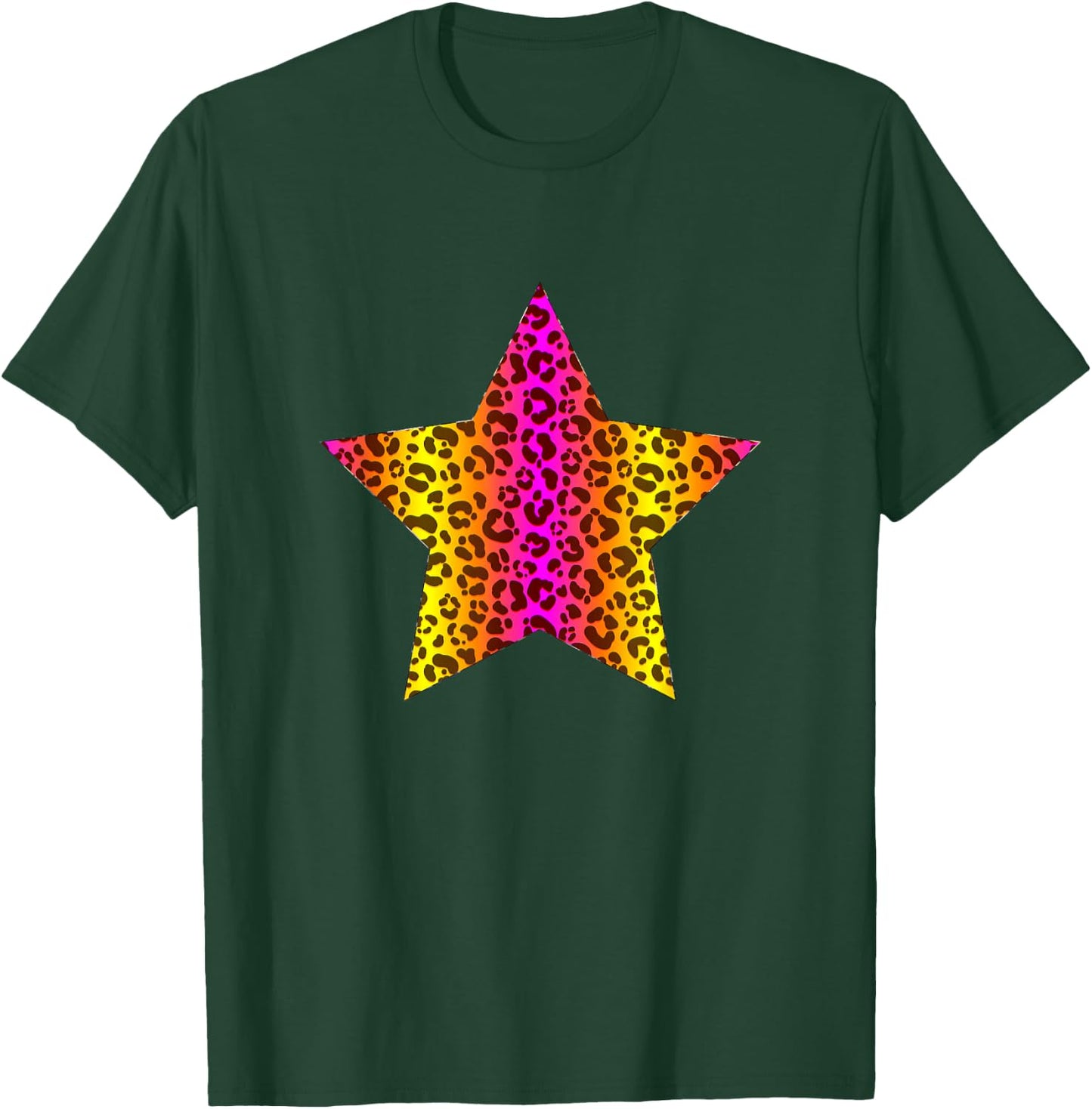 Star Shape - Cute Rainbow Cheetah Leopard Print Graphic T-Shirt - T-Shirt | Forest