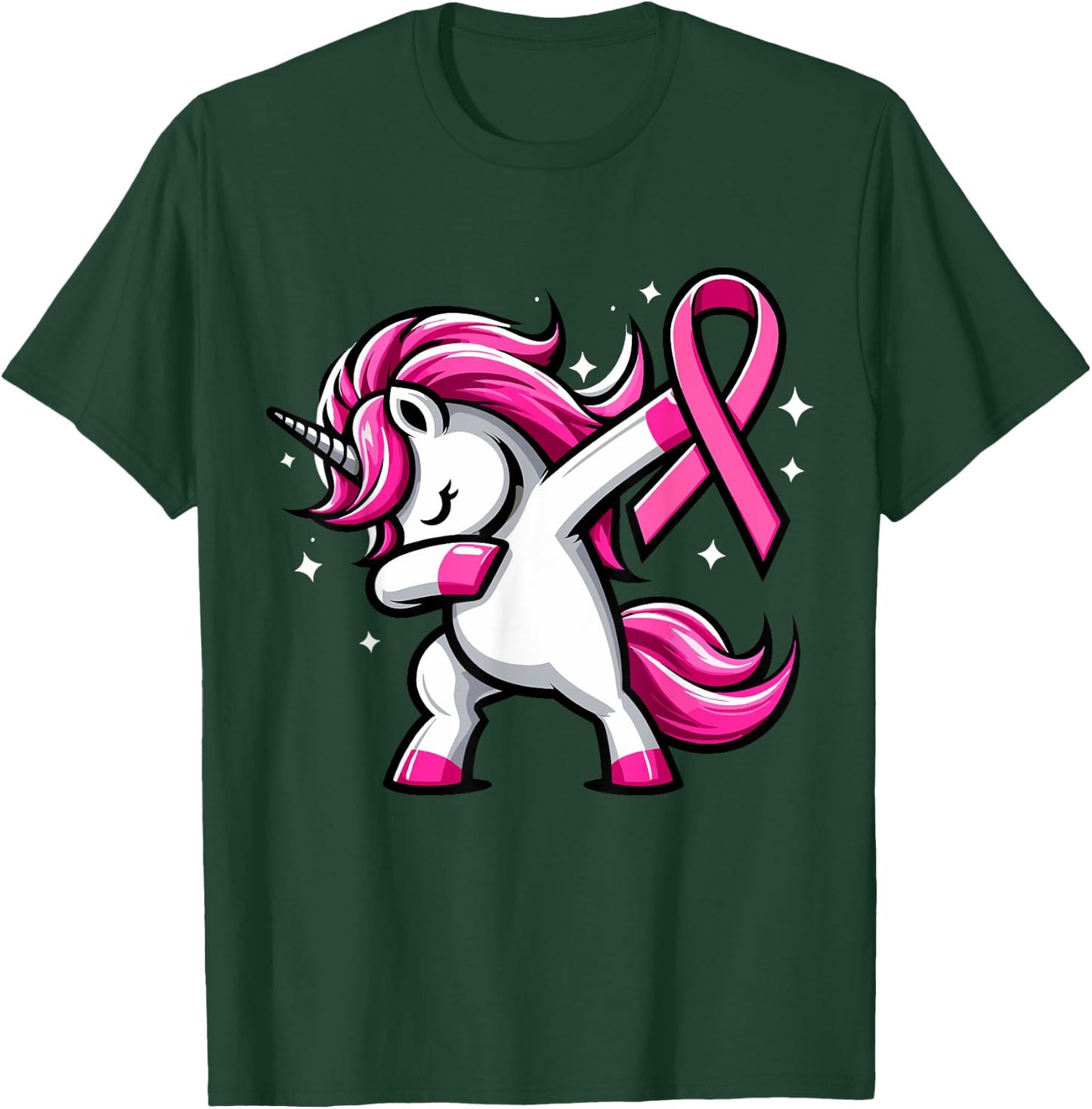 Pink Ribbon Unicorn Breast Cancer Awareness for Girls Kids T-Shirt - T-Shirt | Forest