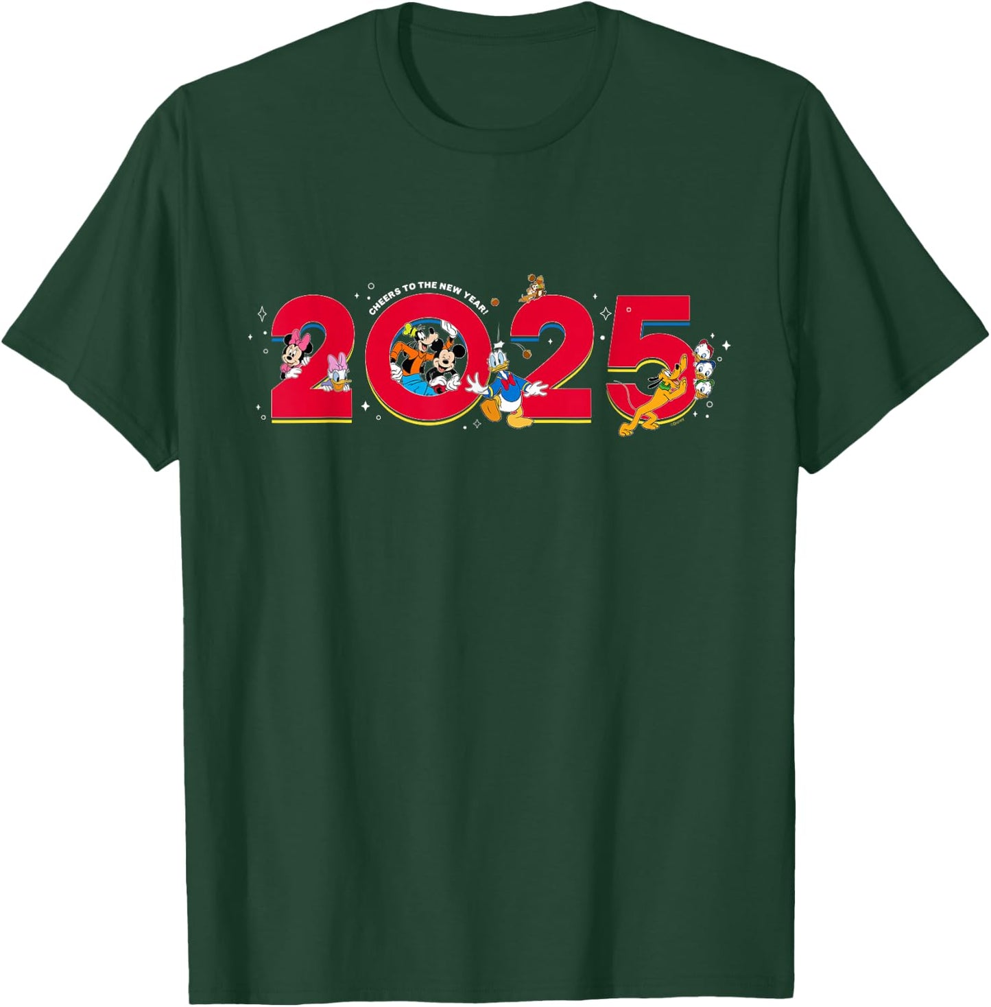 Disney Characters Mickey & Pals Cheers to The New Year 2025 T-Shirt - T-Shirt | Forest