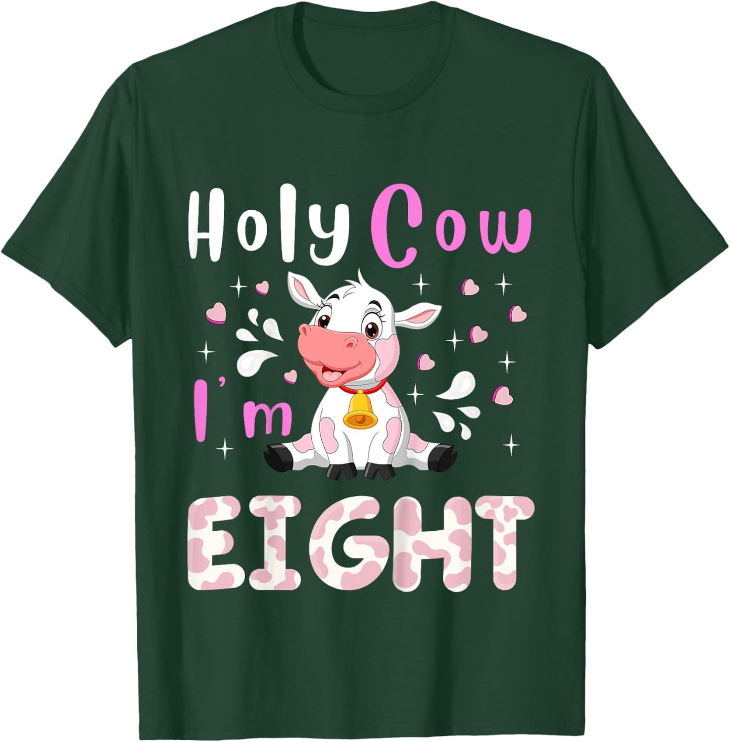 Kids Holy Cow I'm Eight Age 8 Cow Farm Theme BDay 8 Yrs Old Kid T-Shirt - T-Shirt | Forest