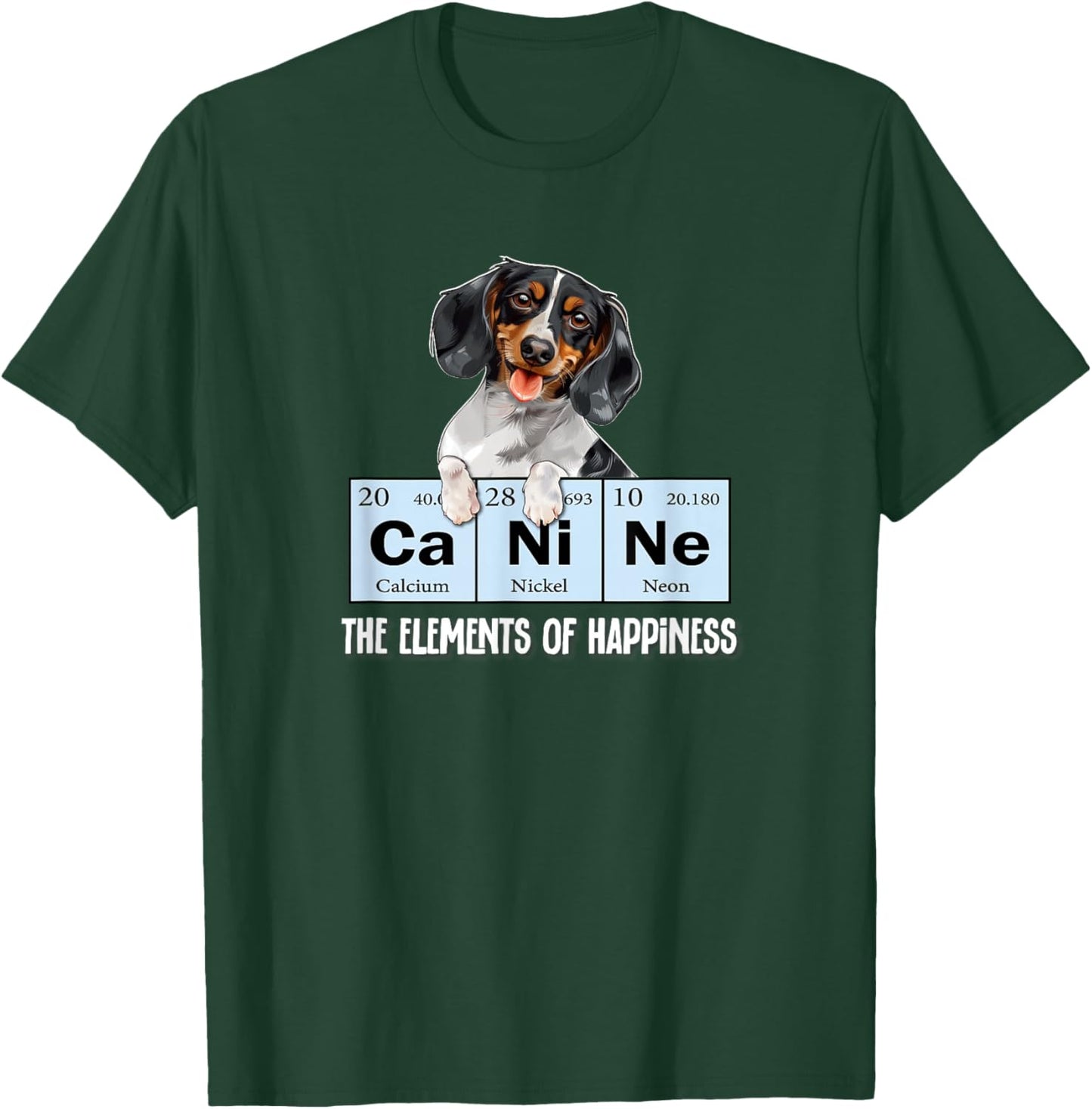Funny Elements of Happiness Piebald Dachshund Lover T-Shirt - T-Shirt | Forest