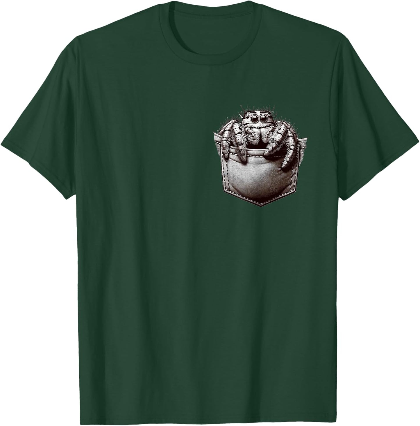 Jumping Spider in Pocket Cute little Jumping Spider T-Shirt - T-Shirt | Forest