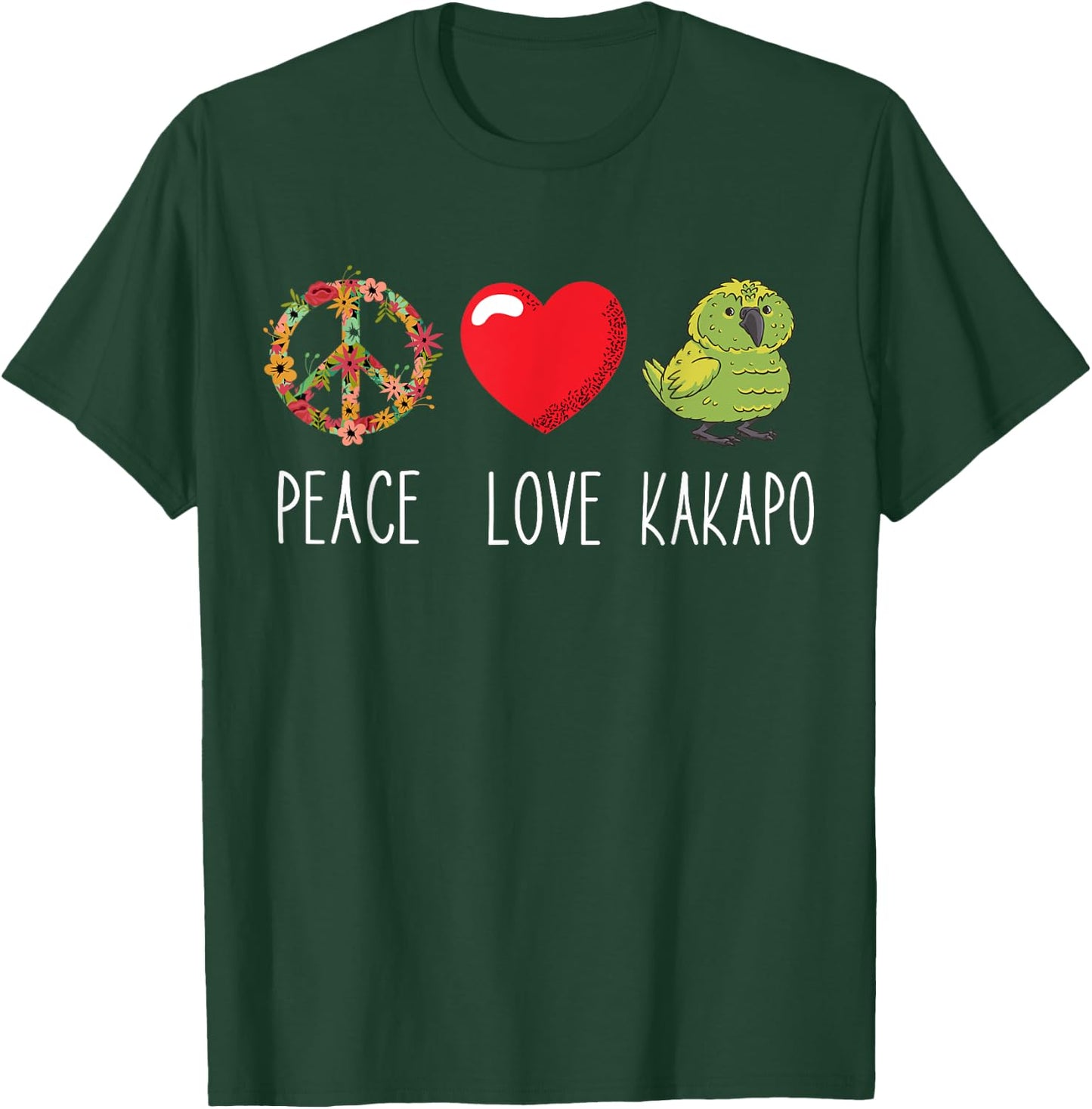 Kakapo Bird Kakapo Parrot Love Peace New Zealand Kakapo T-Shirt - T-Shirt | Forest