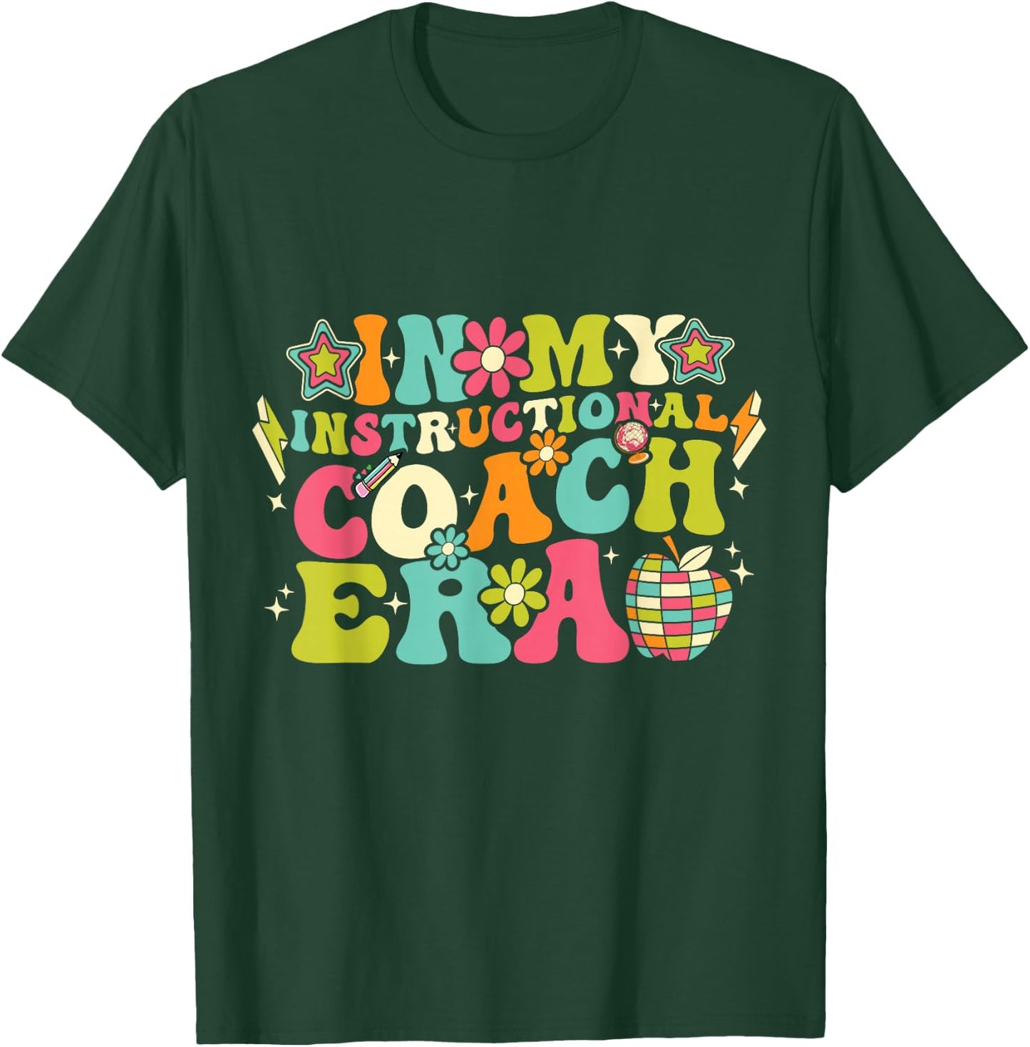 In My Instructional Coach Era Groovy Back To School T-Shirt - T-Shirt | Forest