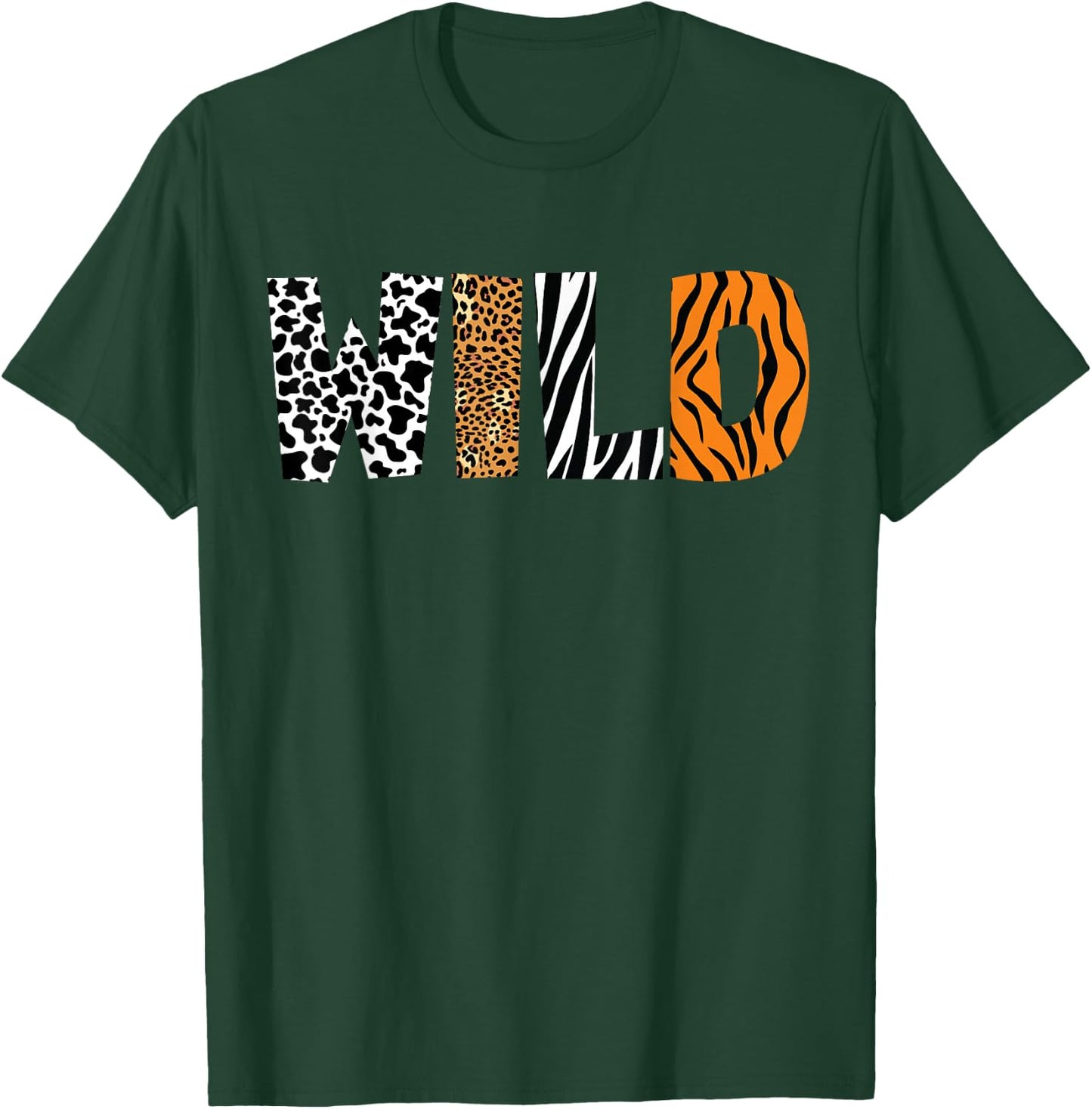 Wild Animal Pattern Cow Leopard Zebra Tiger Animal Print Small T-Shirt - T-Shirt | Forest