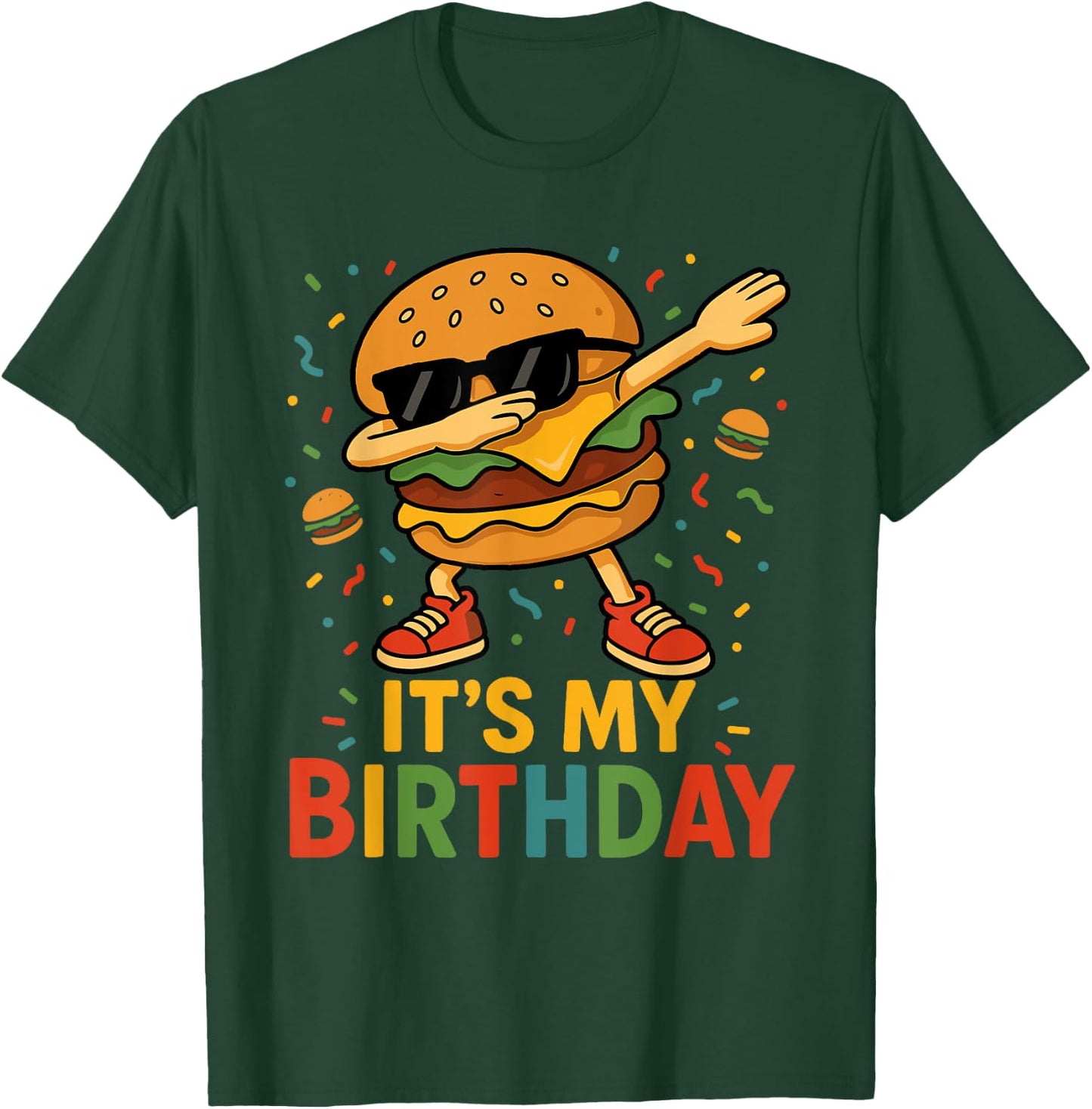 Its My Birthday Dabbing Burger Funny Family Matching Party T-Shirt - T-Shirt | Forest
