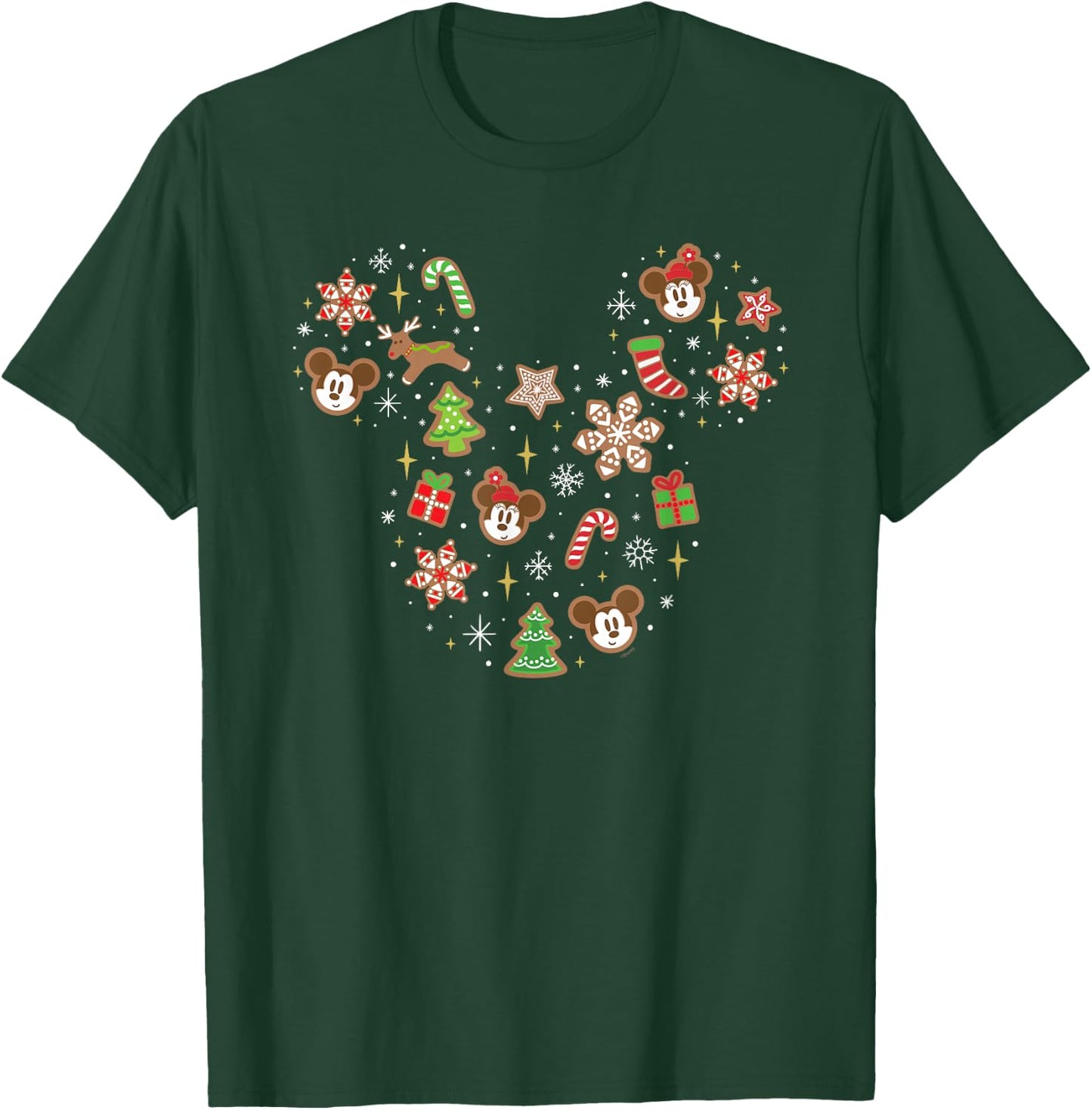 Disney Mickey & Minnie Head Gingerbread Christmas Holiday T-Shirt - T-Shirt | Forest