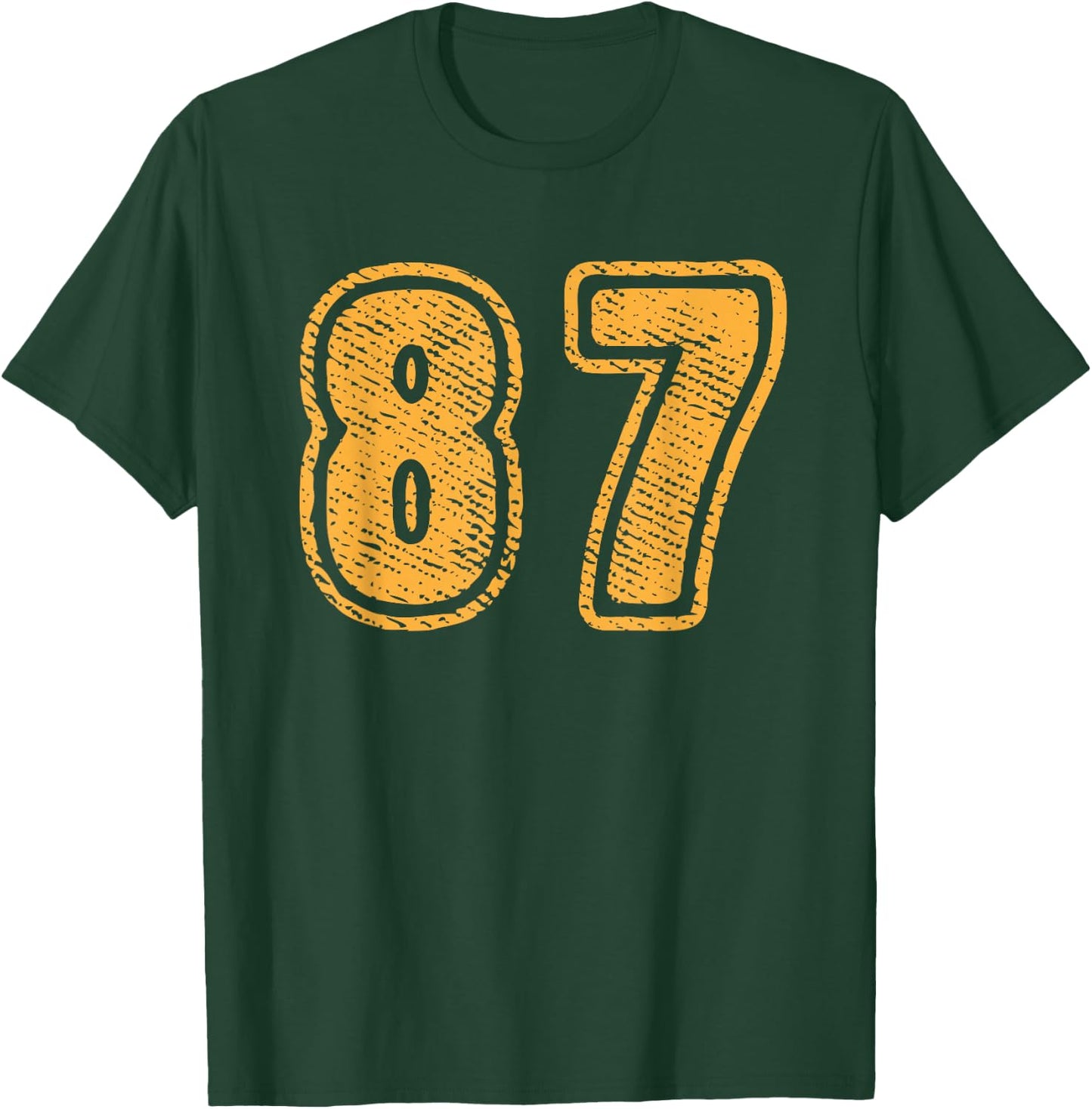 Number 87 On Front Big Bold 87 Team Group Player Matching T-Shirt - T-Shirt | Forest
