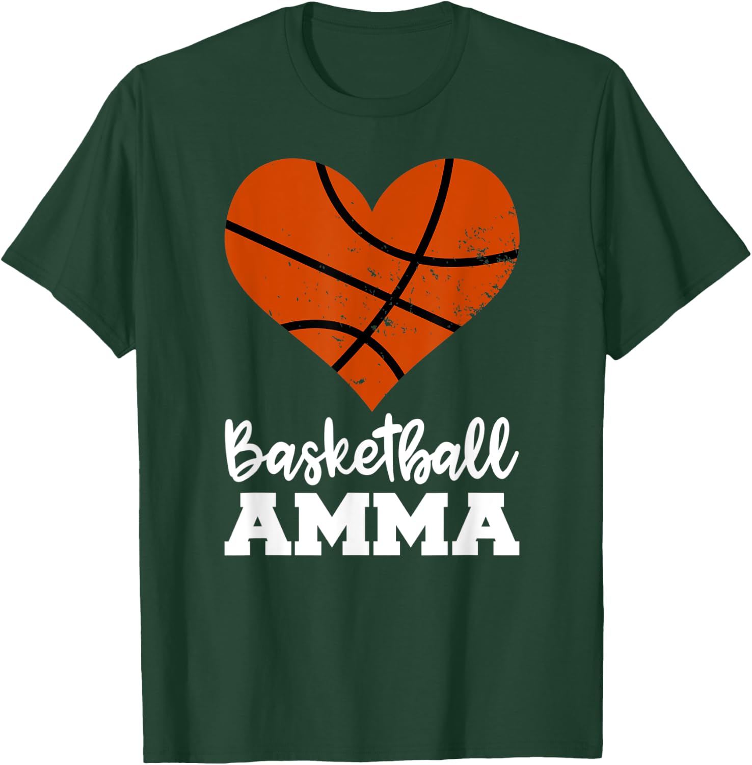 Basketball Amma Funny Basketball Heart Grandma Amma T-Shirt - T-Shirt | Forest