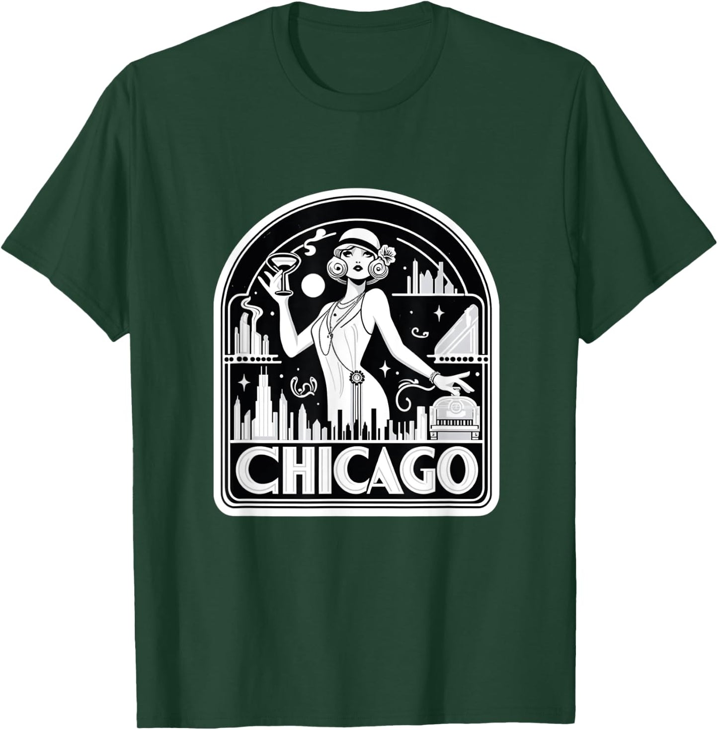 Chicago Flapper Velma Roxie 1920s Art Deco Musical Theatre T-Shirt - T-Shirt | Forest