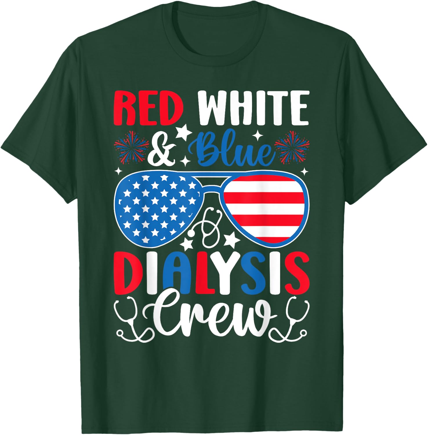Red White Blue Dialysis Crew Patriotic Nurse 4th of July Kids Men T-Shirt - T-Shirt | Forest