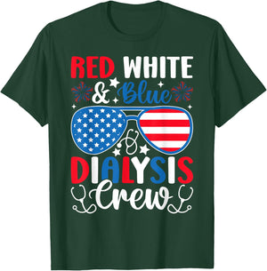 Red White Blue Dialysis Crew Patriotic Nurse 4th of July Kids Men T-Shirt - T-Shirt | Forest
