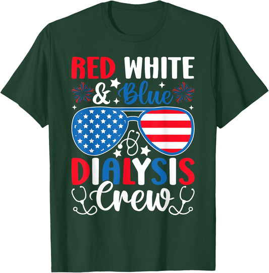 Red White Blue Dialysis Crew Patriotic Nurse 4th of July Kids Men T-Shirt - T-Shirt | Forest