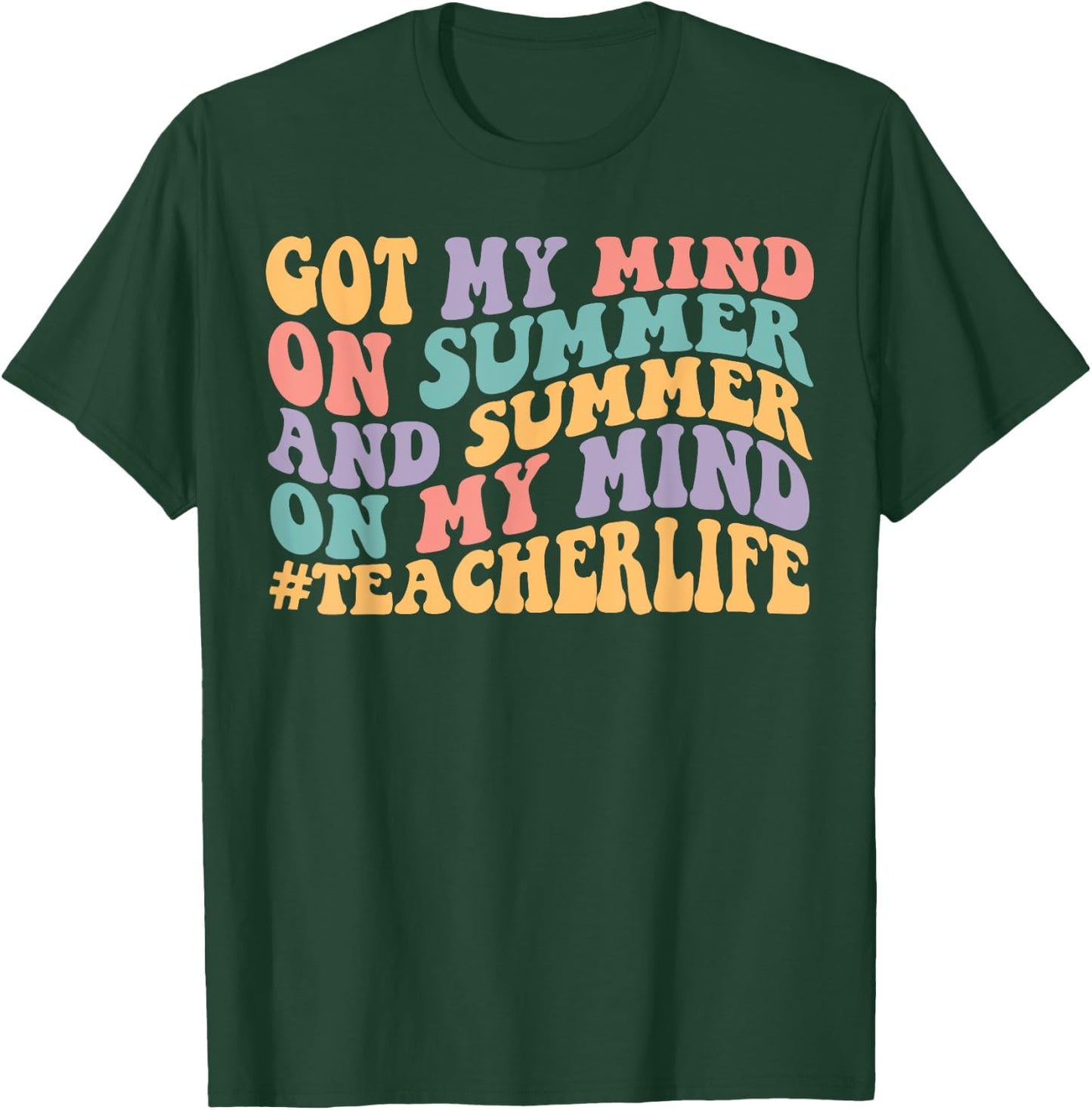 Groovy Happy Face Summer Vibes Got My Mind On Summer Teacher Women T-Shirt - T-Shirt | Forest