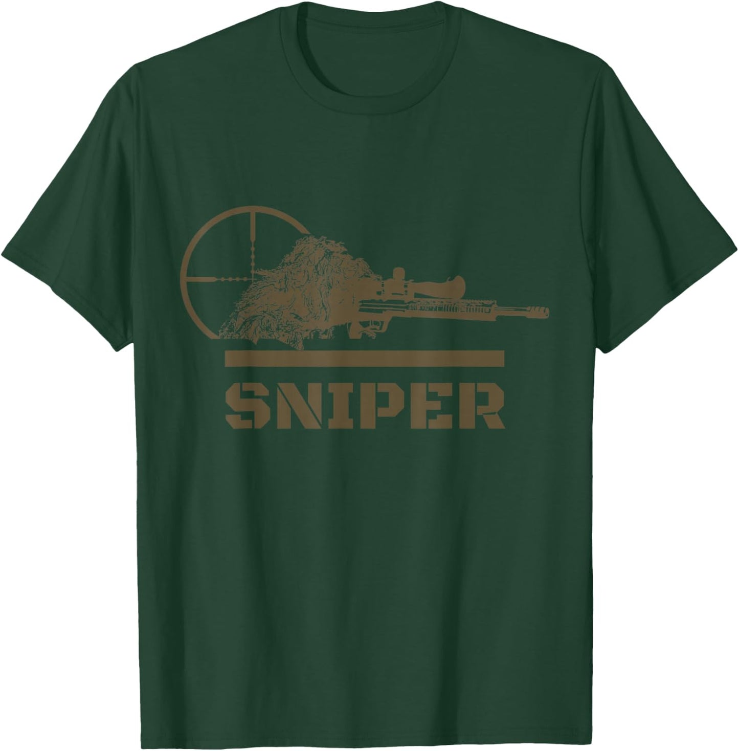 Sniper Ghillie Suit and Reticle Military T-Shirt - T-Shirt | Forest