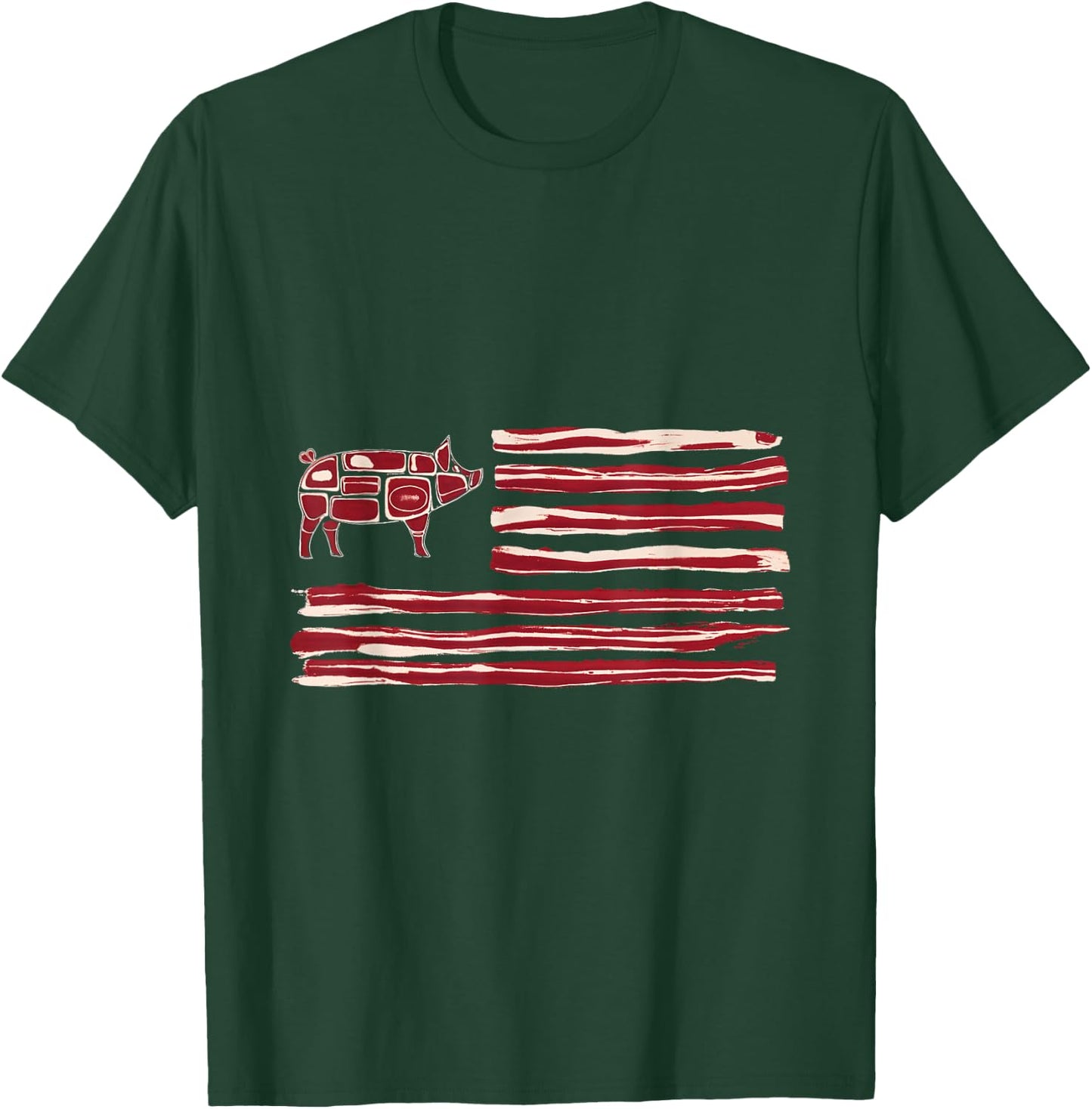 Bacon Flag Pig American Patriot Cooking Grill T-Shirt - T-Shirt | Forest