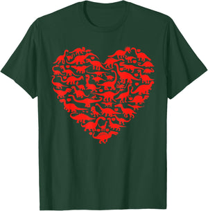 Dinosaur Love Heart T Rex Cute Valentines Day Boys Toddlers T-Shirt - T-Shirt | Forest