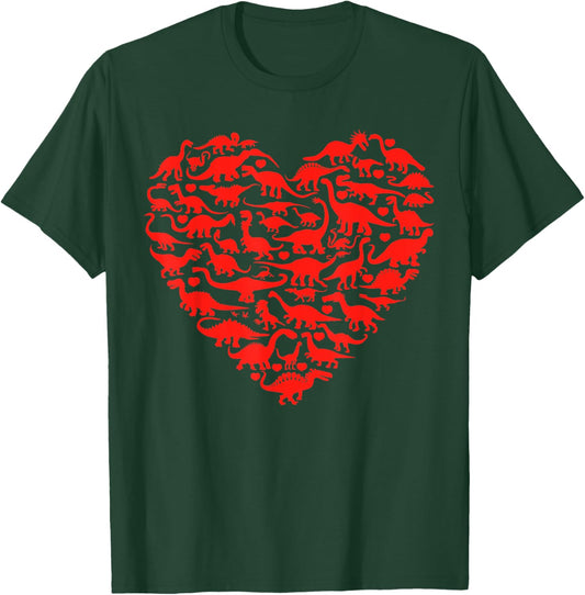 Dinosaur Love Heart T Rex Cute Valentines Day Boys Toddlers T-Shirt - T-Shirt | Forest