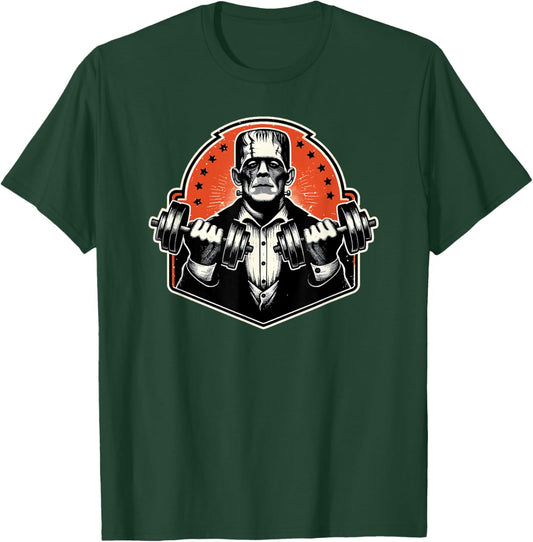 Frankenstein Monster workout dumbbell curl T-Shirt - T-Shirt | Forest