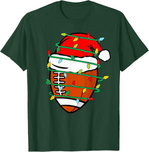 Christmas Football Xmas Santa Sports Kids Boys Men Christmas T-Shirt - T-Shirt | Forest