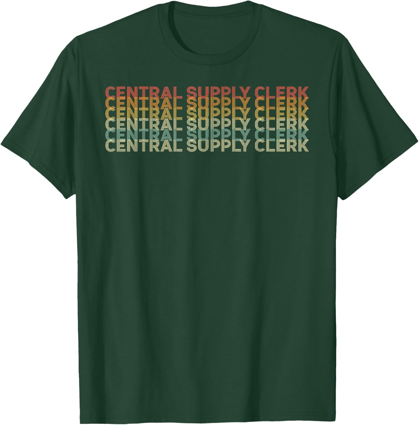 Retro 70s Central Supply Clerk Job Title T-Shirt - T-Shirt | Forest