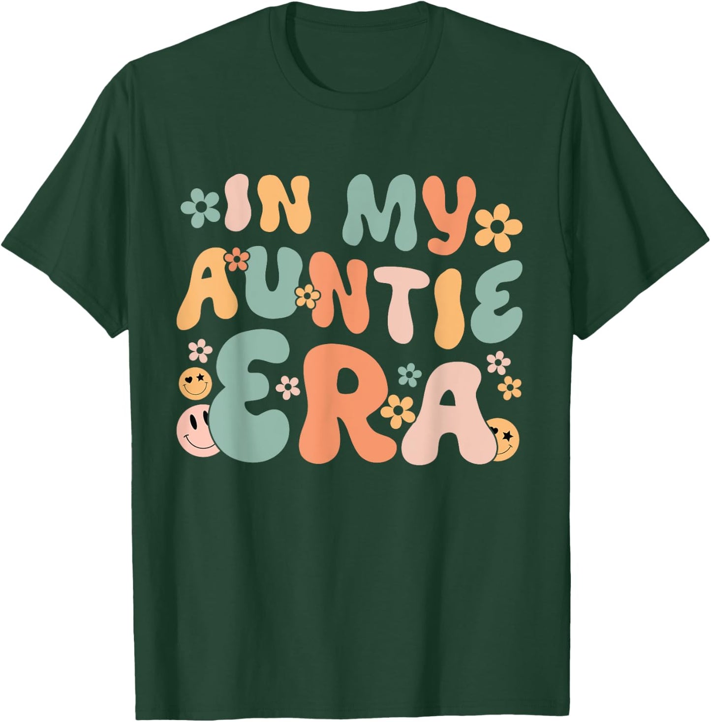 In My Auntie Era Retro Groovy Aunt Life Happy Mother's Day T-Shirt - T-Shirt | Forest
