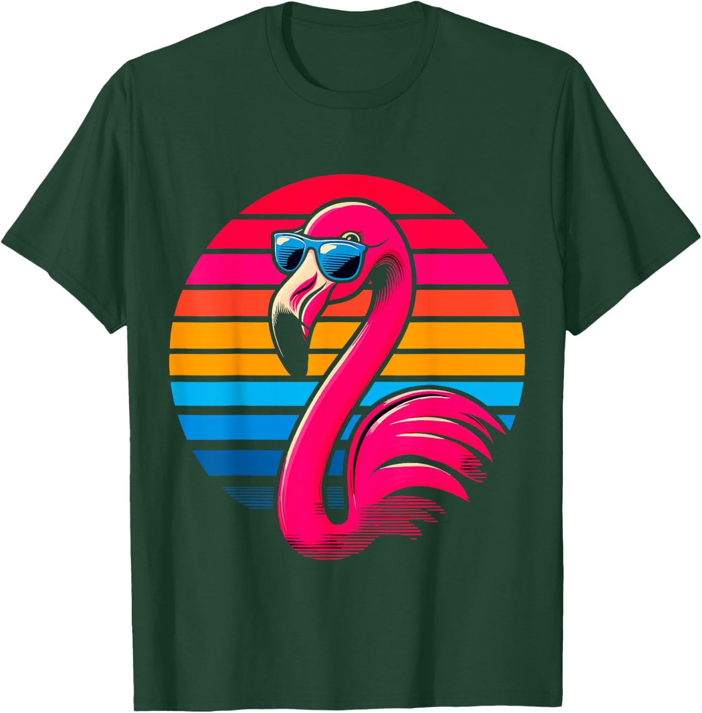 cool Flamingo with Sunglasses 70s 80s 90s Party Retro T-Shirt - T-Shirt | Forest