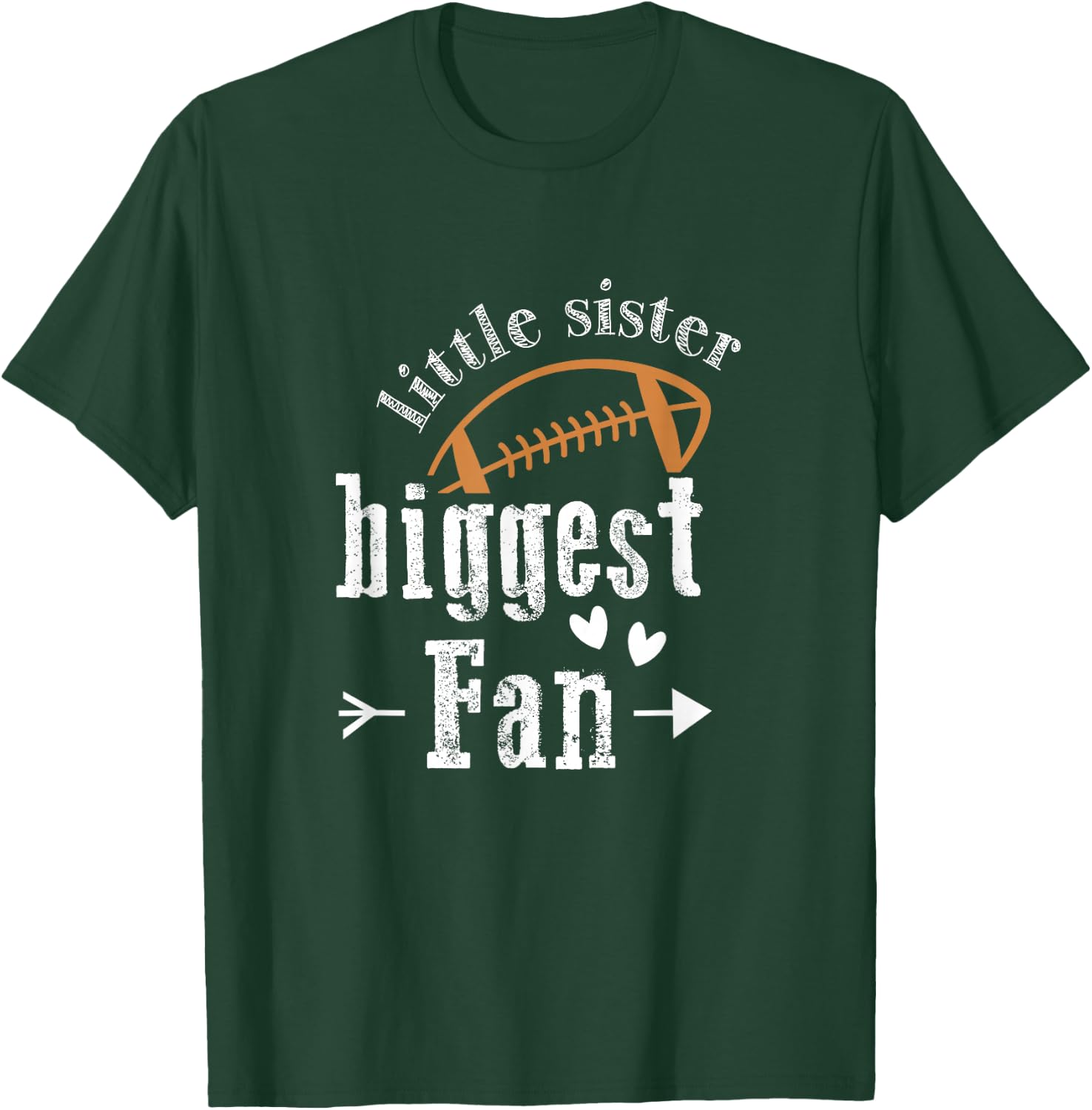 Sister Sibling Best Little Sister Biggest Fan Football T-Shirt - T-Shirt | Forest