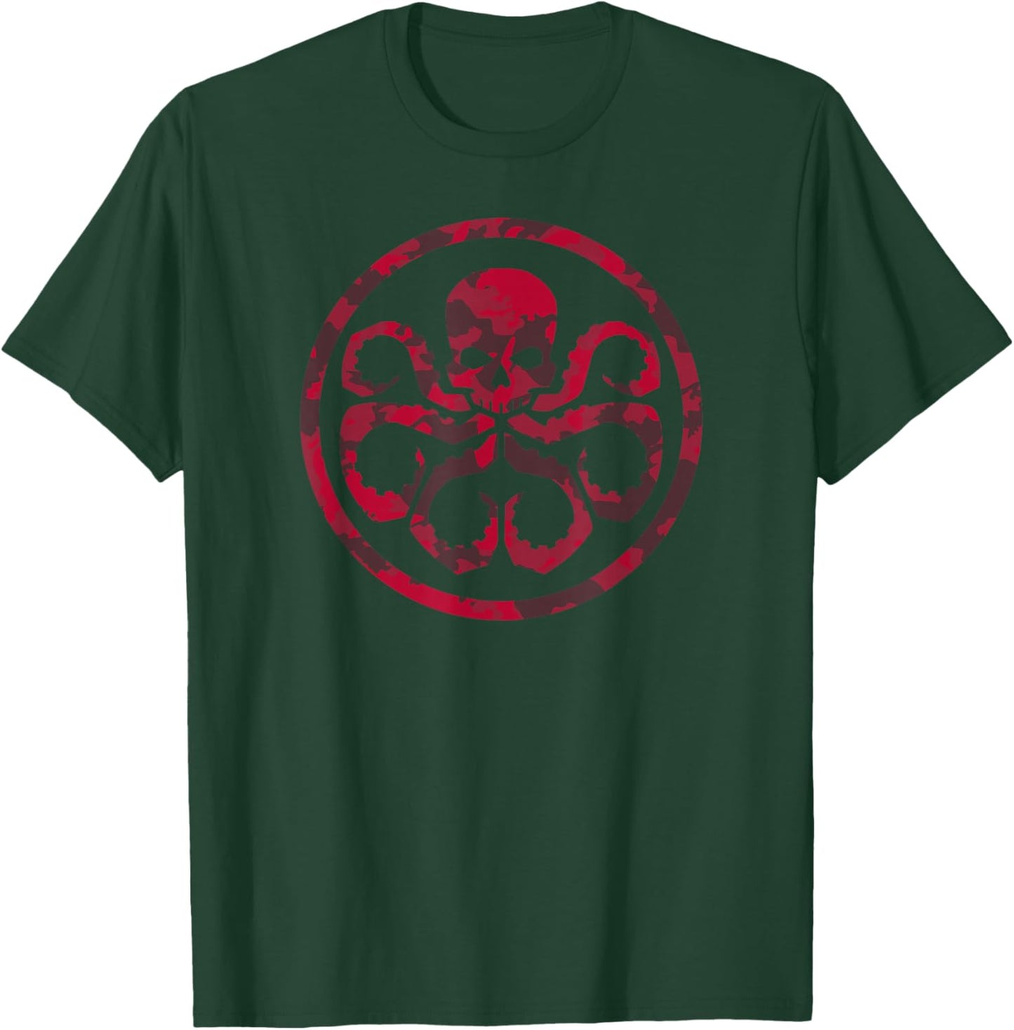 Marvel Hail Hydra Red Camo Distressed Comic Villain Icon T-Shirt - T-Shirt | Forest