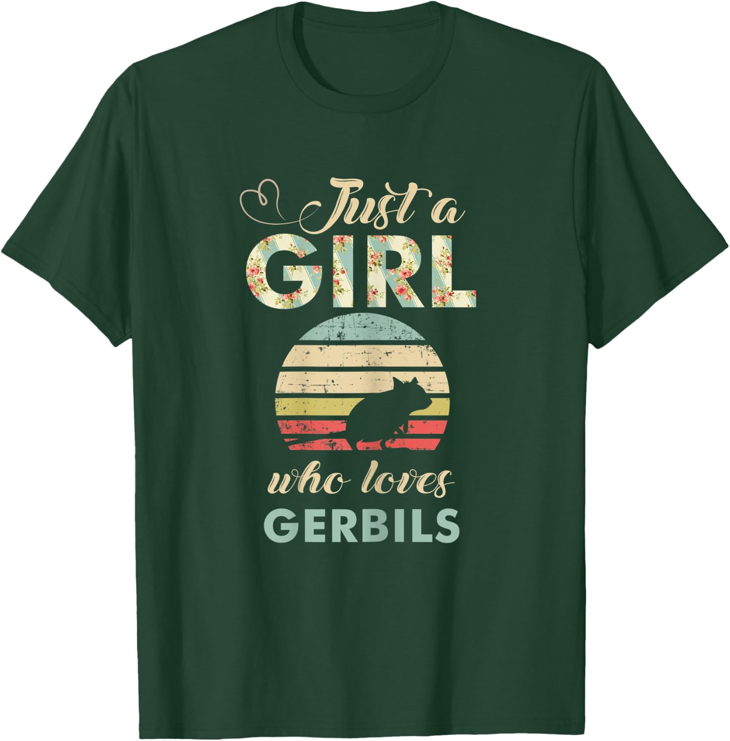 Just A Girl Who Loves Gerbils Retro Vintage Gerbil T-Shirt - T-Shirt | Forest