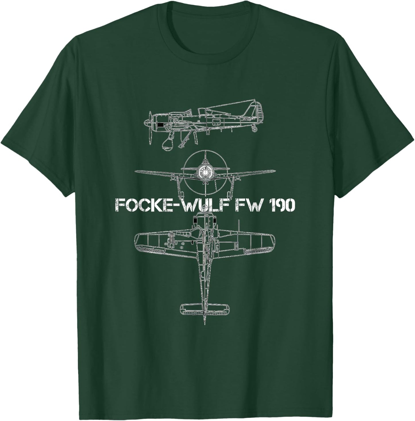 Focke-Wulf Fw 190 WW2 Fighter German Airplane T-Shirt - T-Shirt | Forest