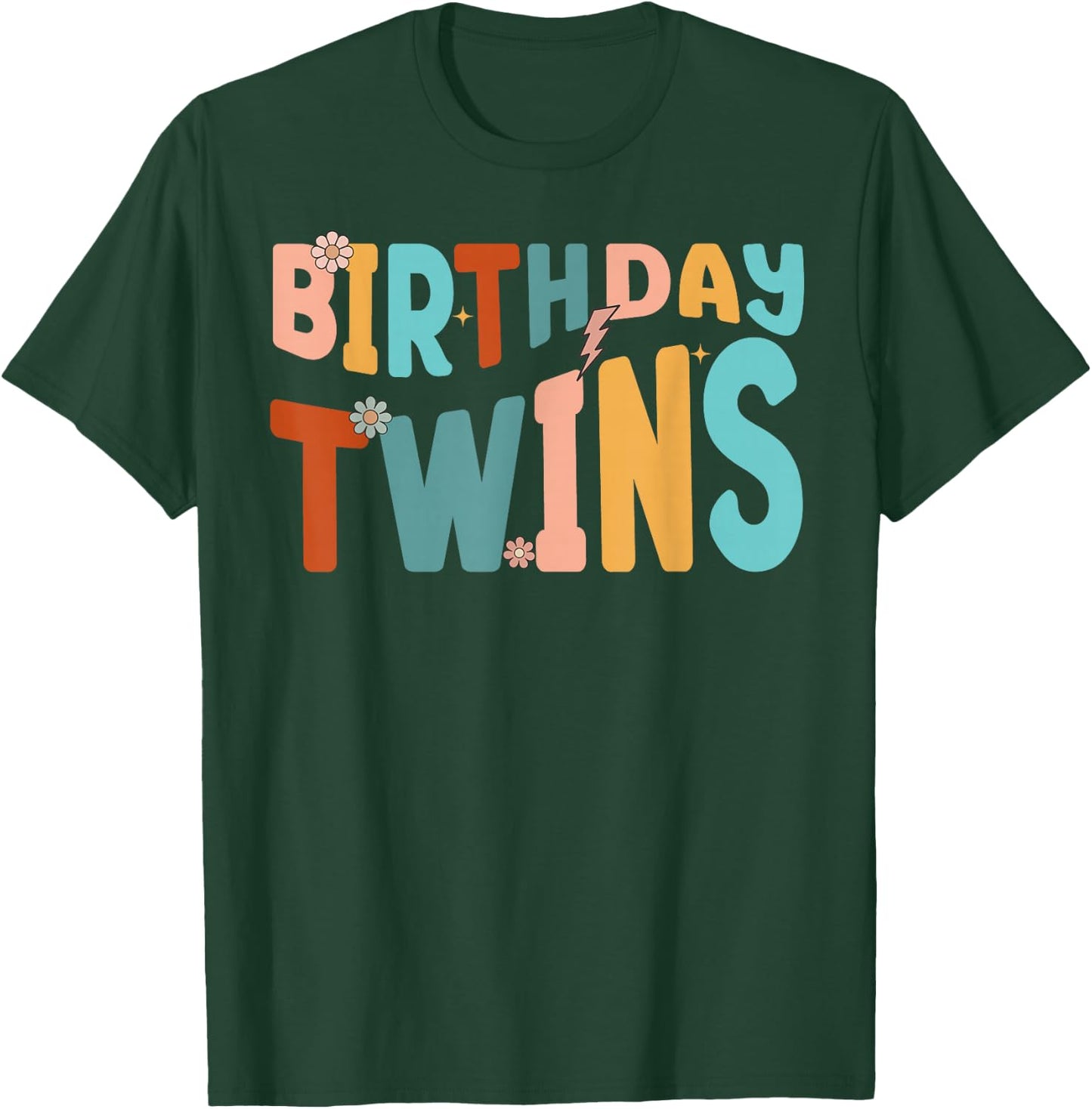 It's Our Birthday Twins Matching Girl's Women's Groovy Retro T-Shirt - T-Shirt | Forest