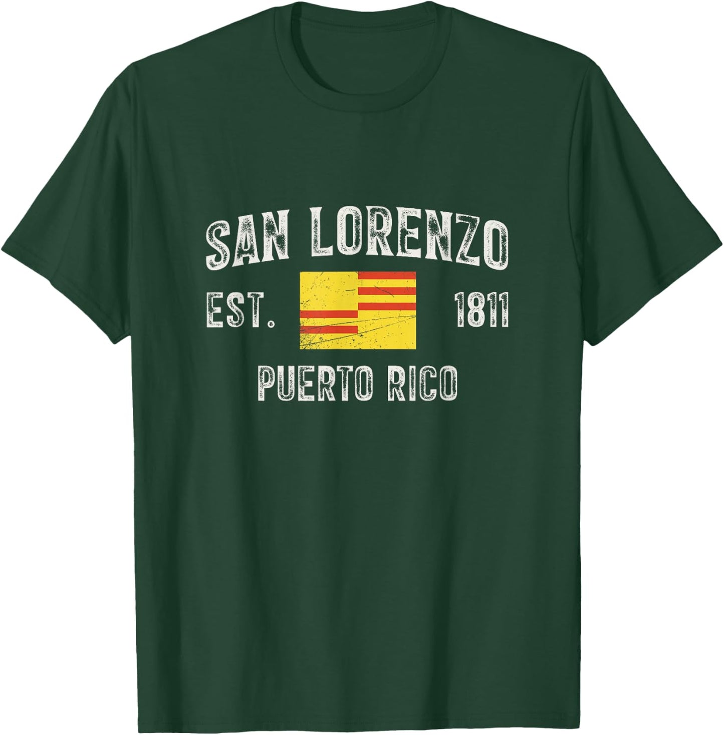 San Lorenzo City in Puerto Rico Est 1811, Puerto Rico Flag T-Shirt - T-Shirt | Forest