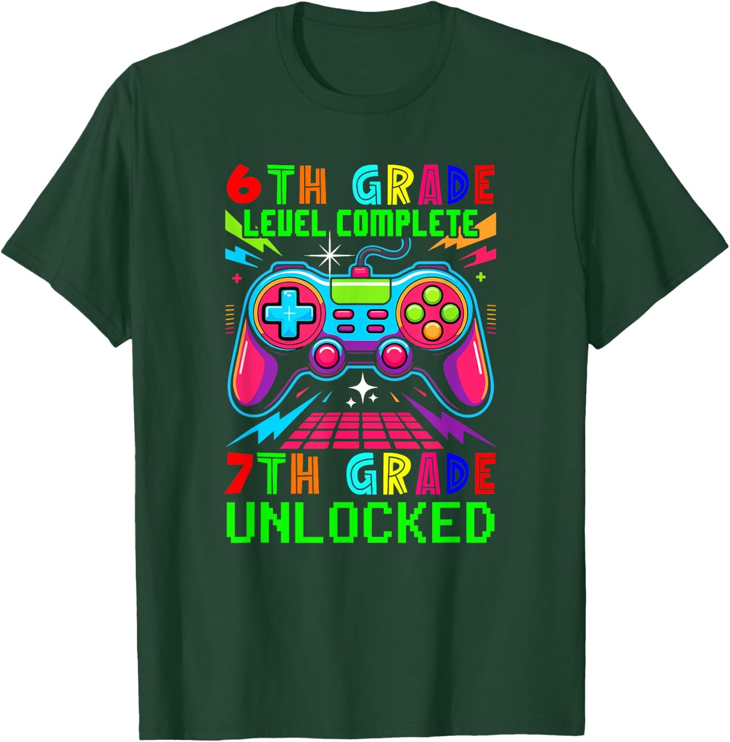 6th Grade Level Complete 7th Grade Unlocked Gamer Students T-Shirt - T-Shirt | Forest
