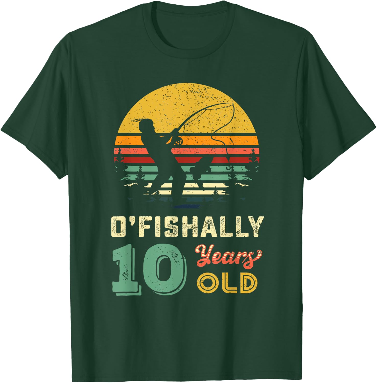10 Years Old Fishing Gift 10 yo Ten Year Old 10th Birthday T-Shirt - T-Shirt | Forest