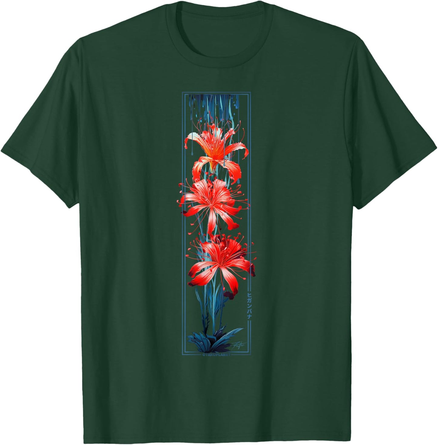 Red Spider Lily Flower in Japanese grunge Aesthetic Style T-Shirt - T-Shirt | Forest