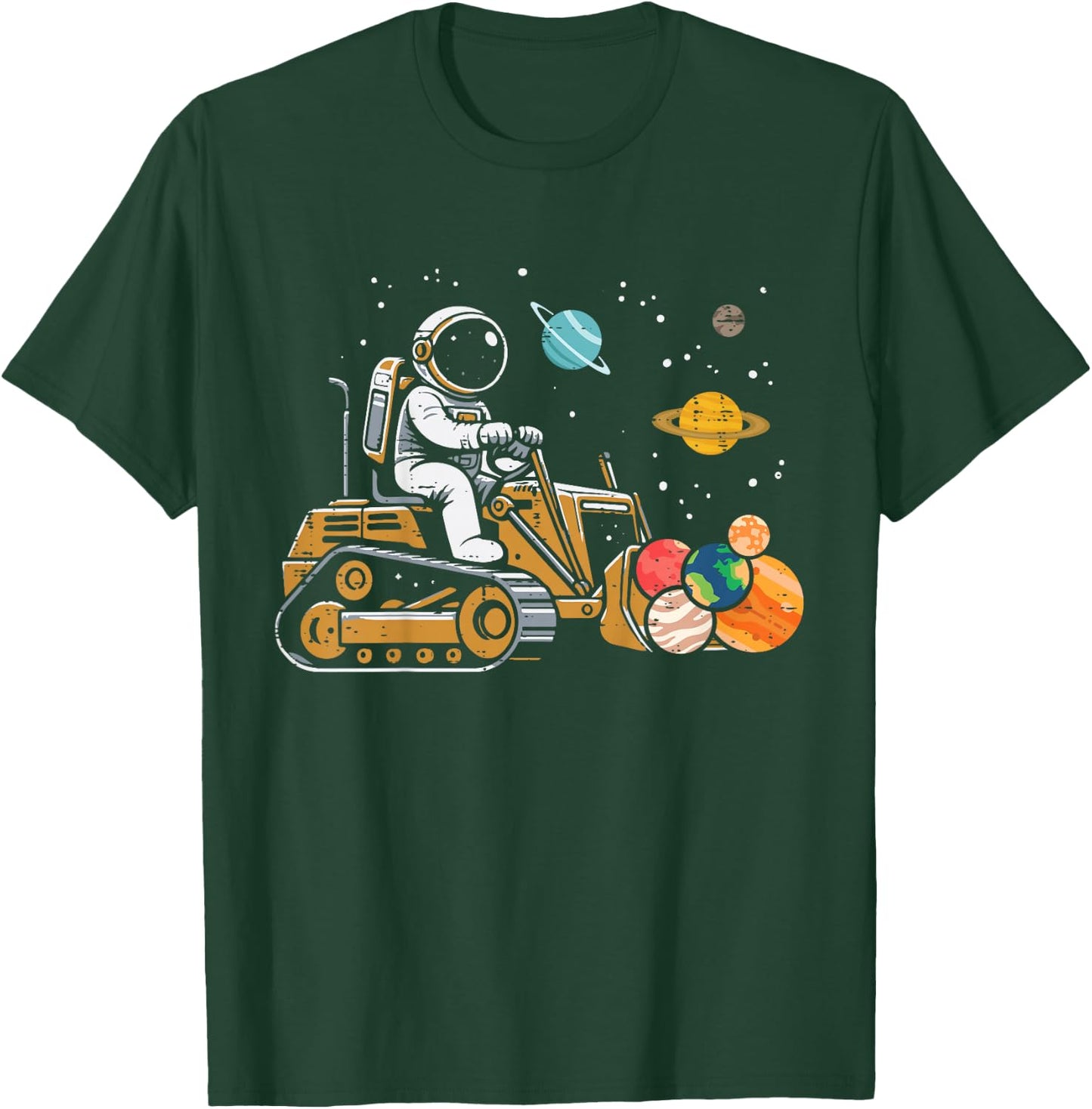 Kids Astronaut Bulldozer Planets Space Construction Boys Kids T-Shirt - T-Shirt | Forest