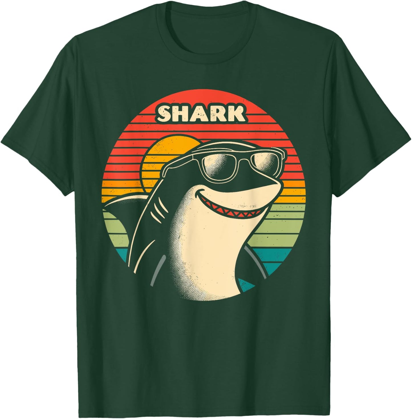 Cool Retro Shark in Sunglasses 70s 80s 90s Shark T-Shirt - T-Shirt | Forest