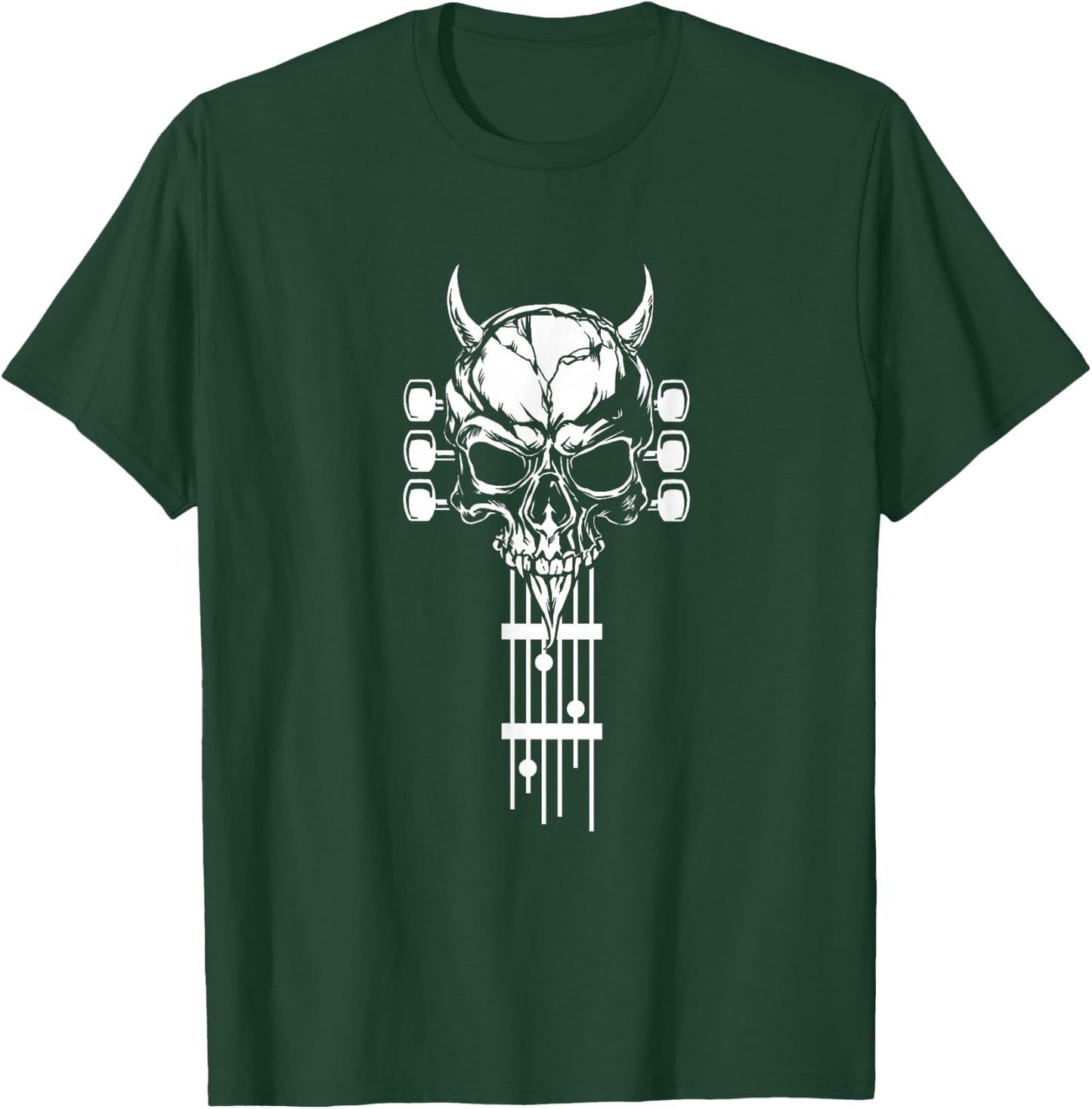 Skull Guitar Shirt Heavy Metal Band Guitar Player Guitarists T-Shirt - T-Shirt | Forest