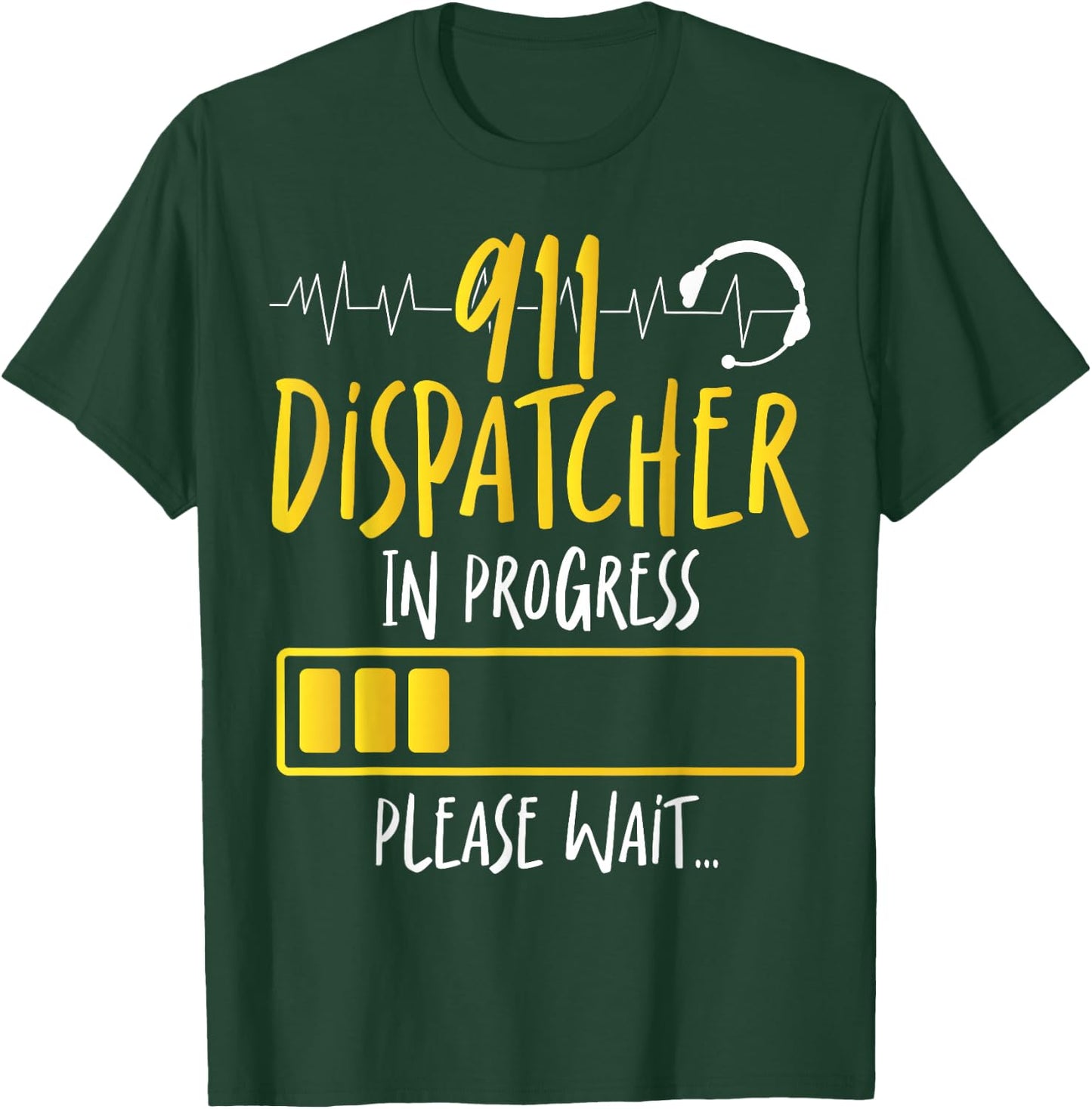 911 Dispatcher Thin Gold Yellow Line 911 Dispatcher In T-Shirt - T-Shirt | Forest